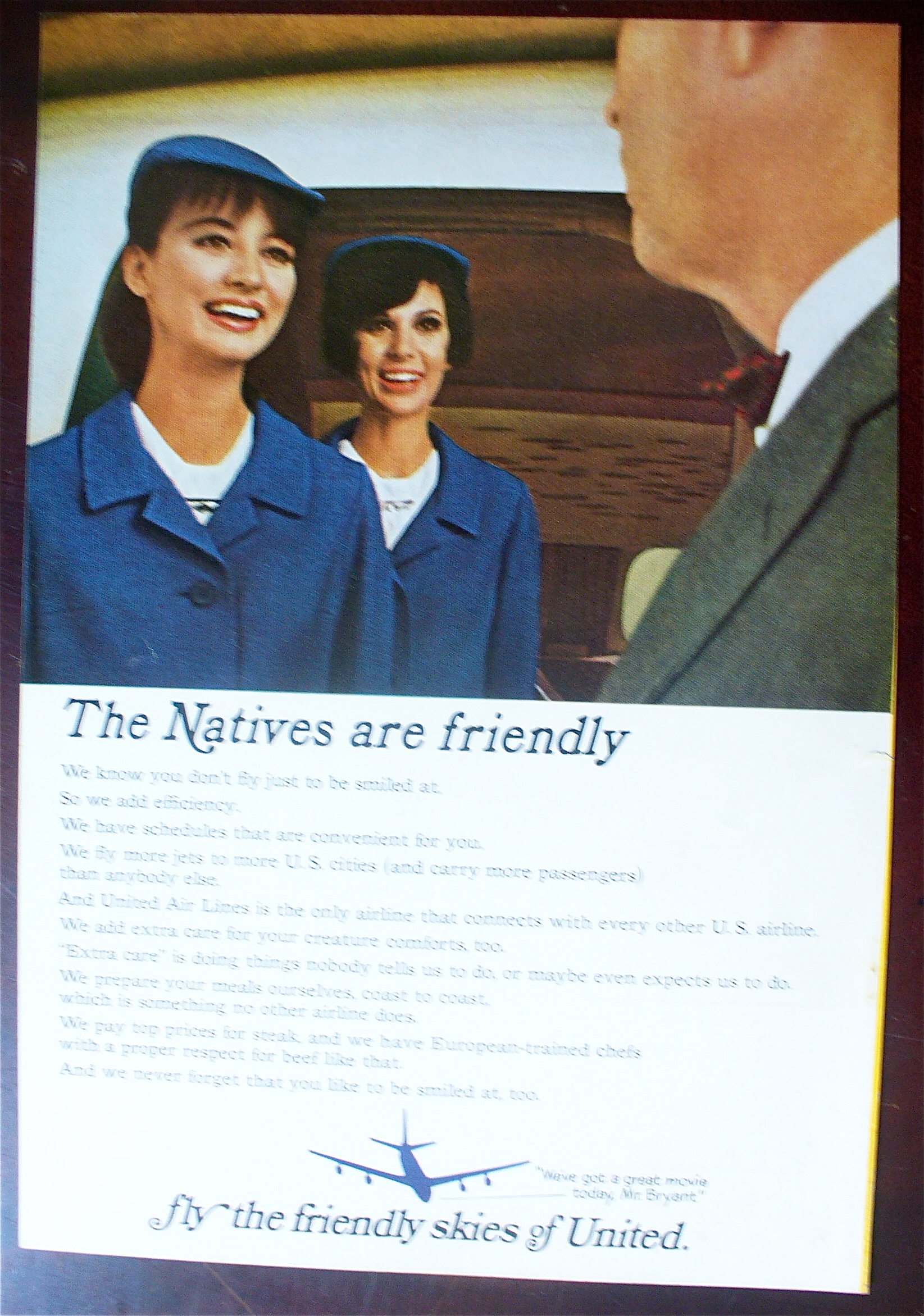 1966 United Air Lines with a Stewardess Talking to Man