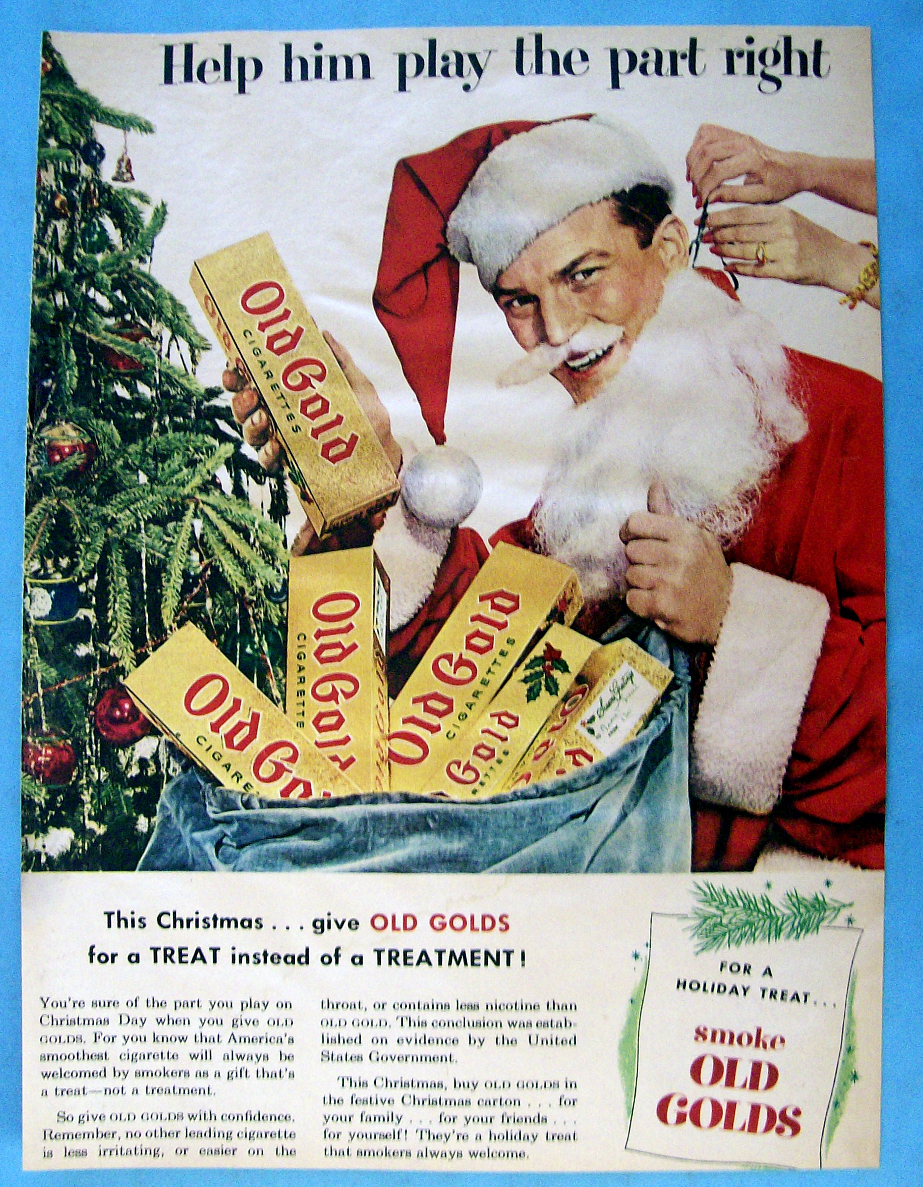 1951 Old Gold Cigarettes with Man Dressed as Santa