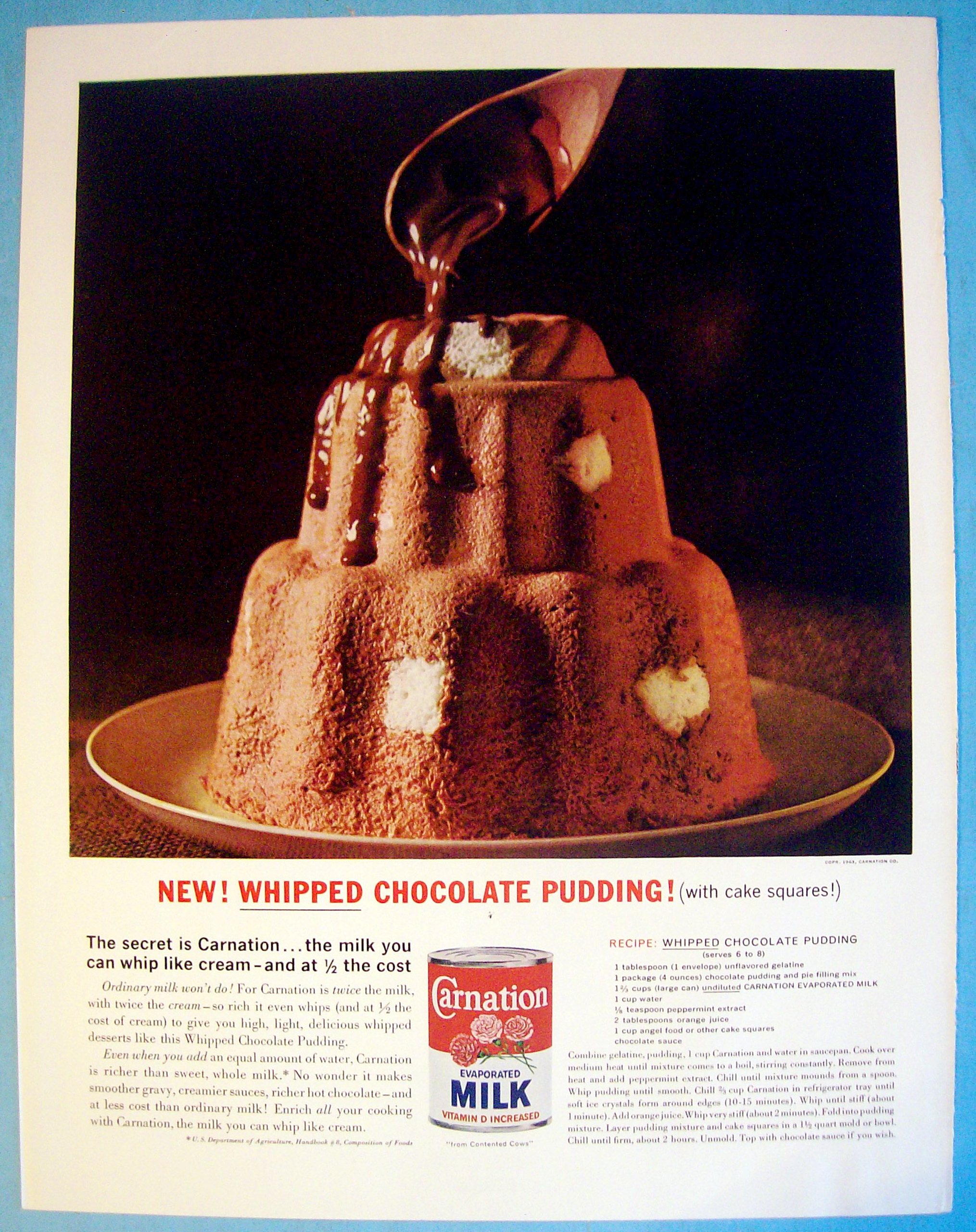 1963 Carnation Milk with Whipped Chocolate Pudding