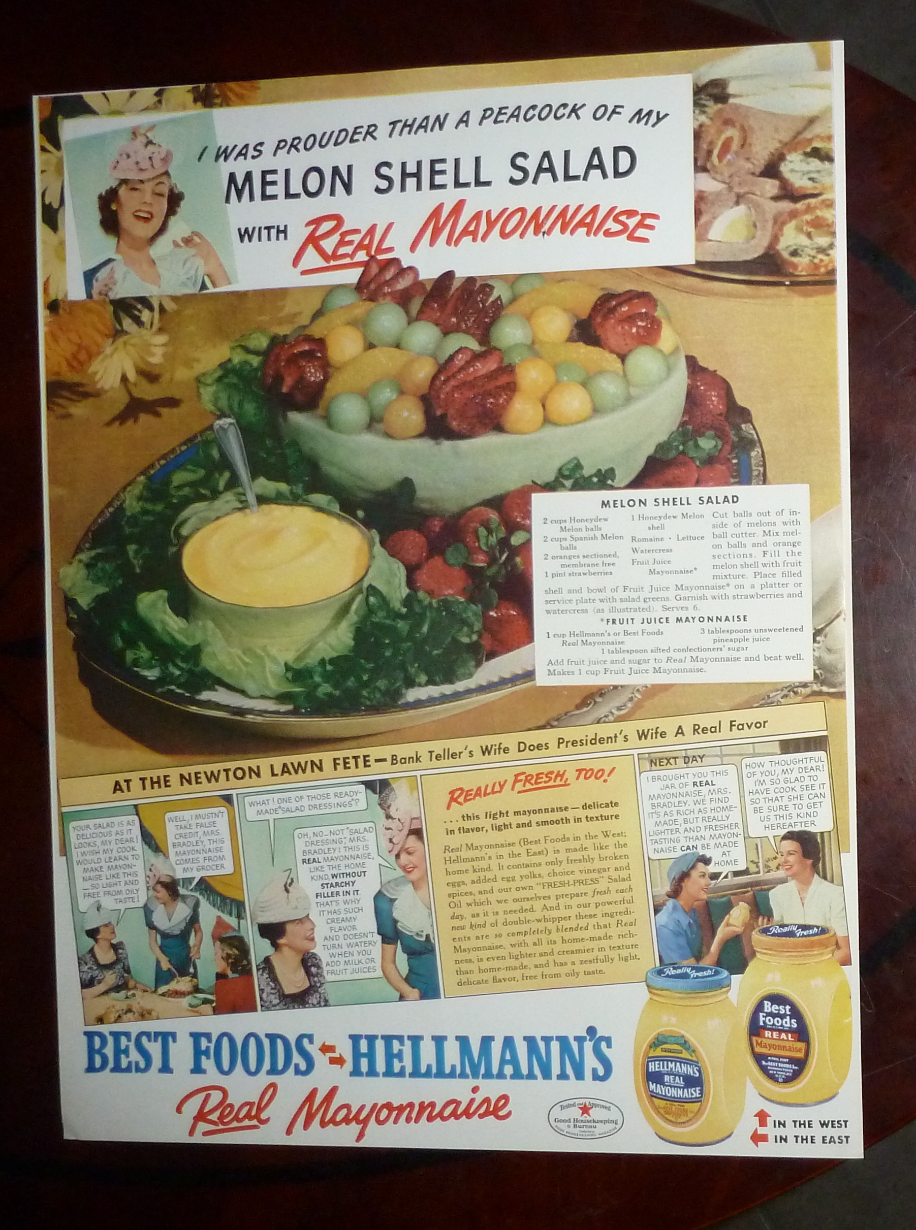 1940 Hellmann's Mayonnaise with Melon Shell Salad