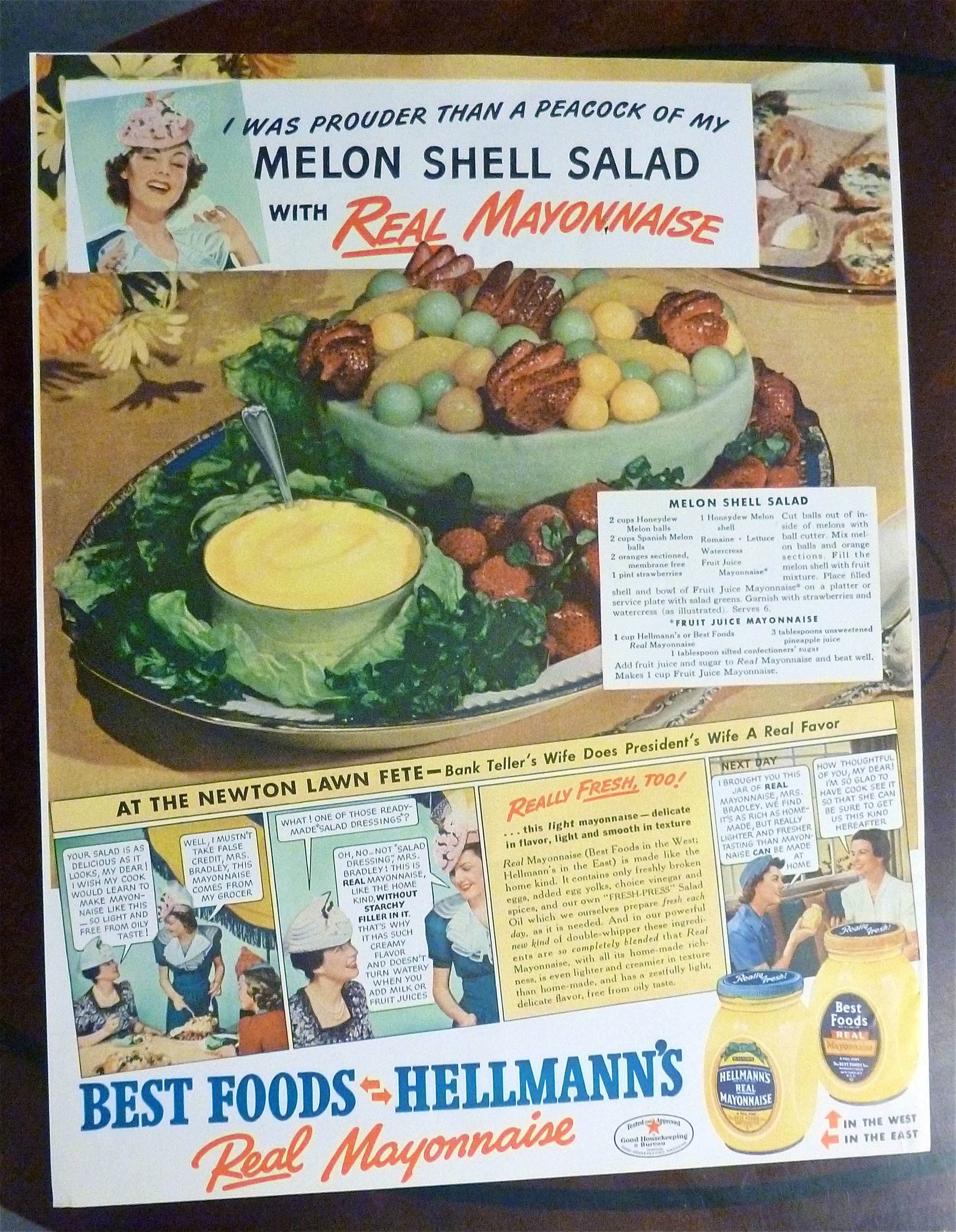1940 Hellmann's Mayonnaise with Melon Shell Salad