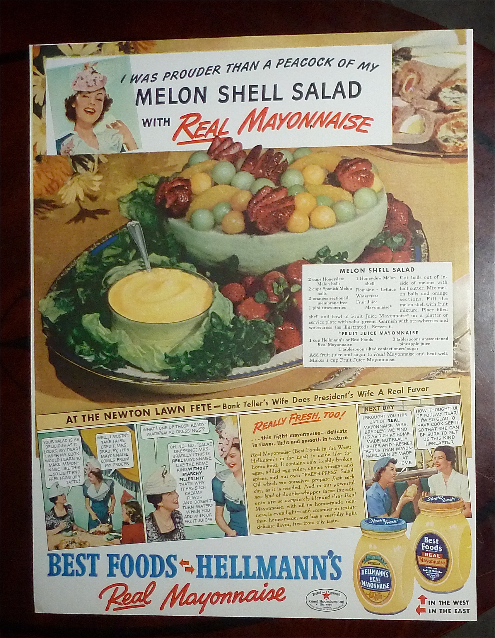 1940 Hellmann's Mayonnaise with Melon Shell Salad