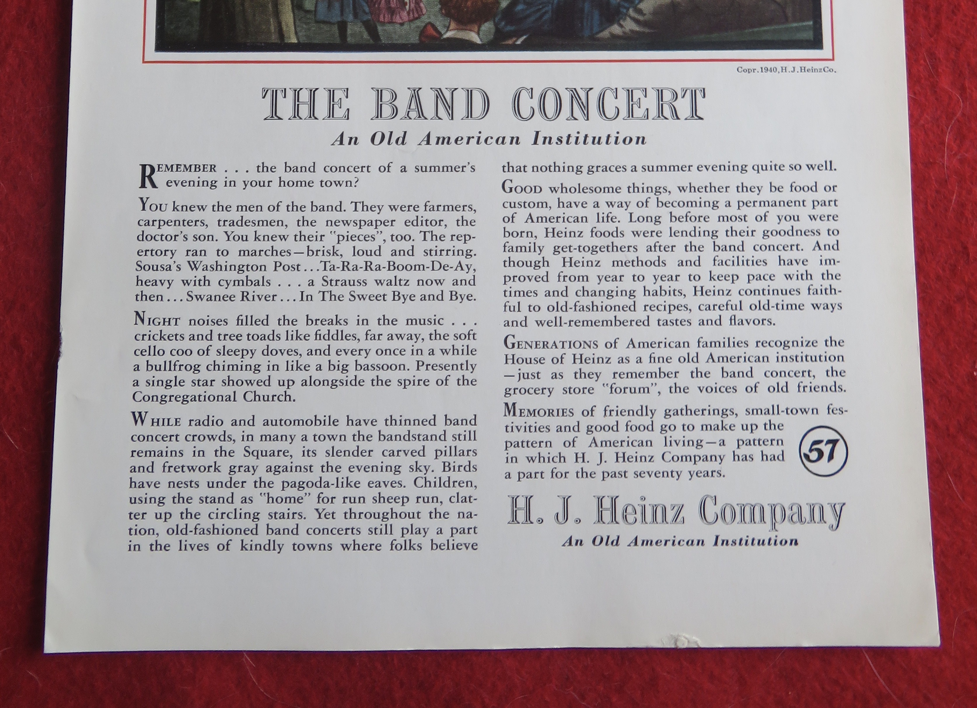 1940 H.  J. Heinz Company with The Band Concert