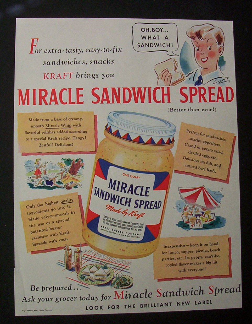 1941  Miracle  Sandwich  Spread