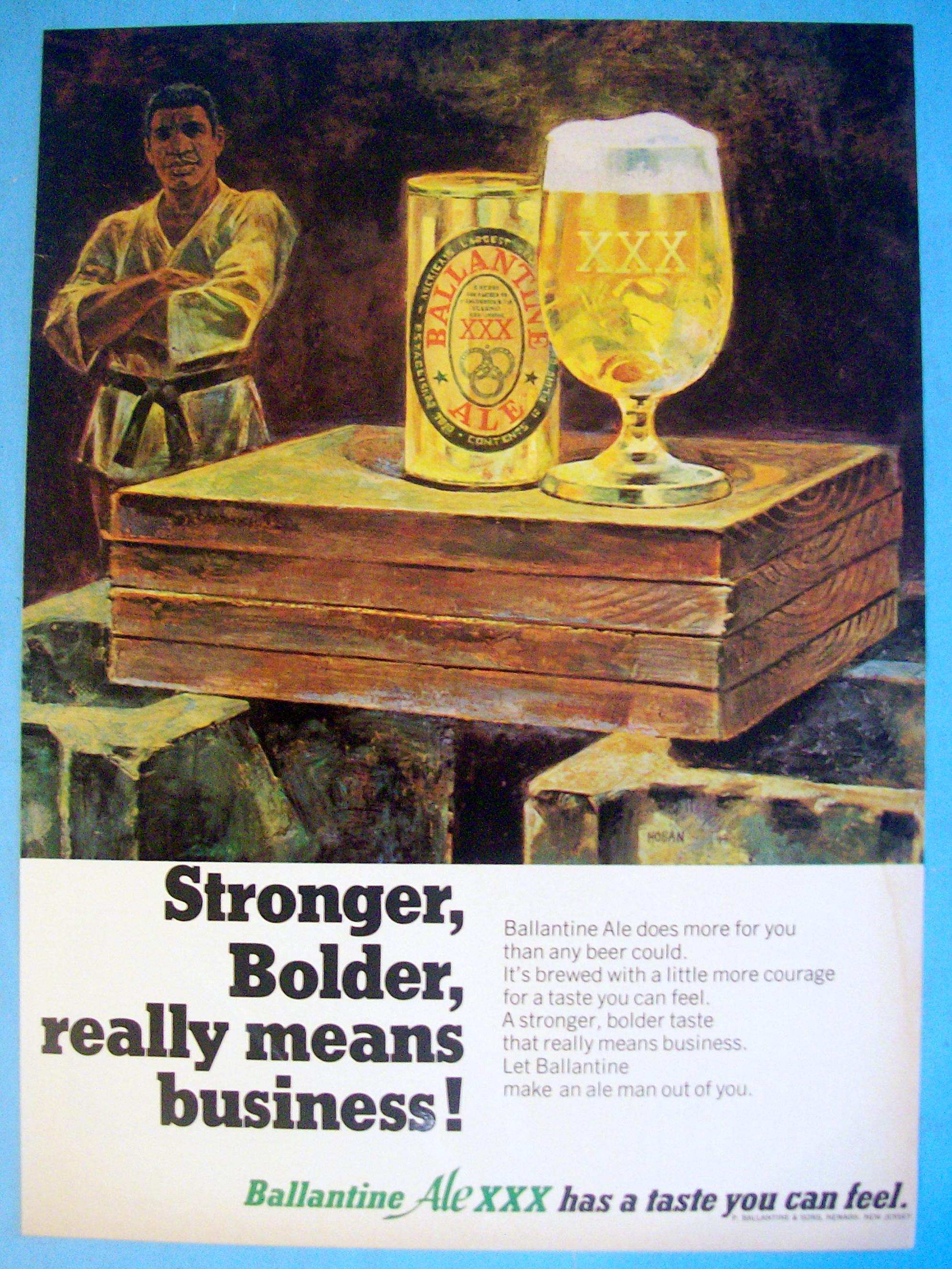 1968 Ballantine Ale with Man In Karate Suit