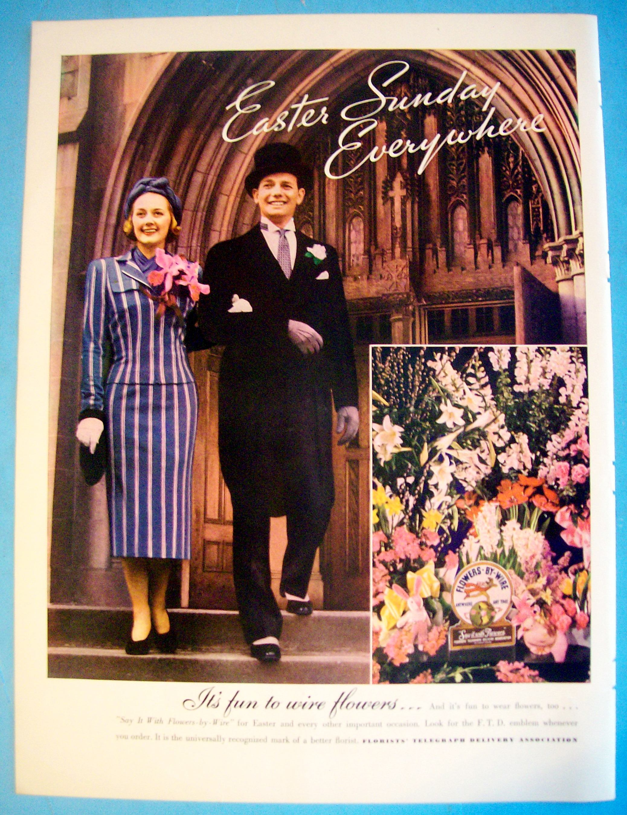 1938 Florist Telegraph Delivery w/Man & Woman At Easter