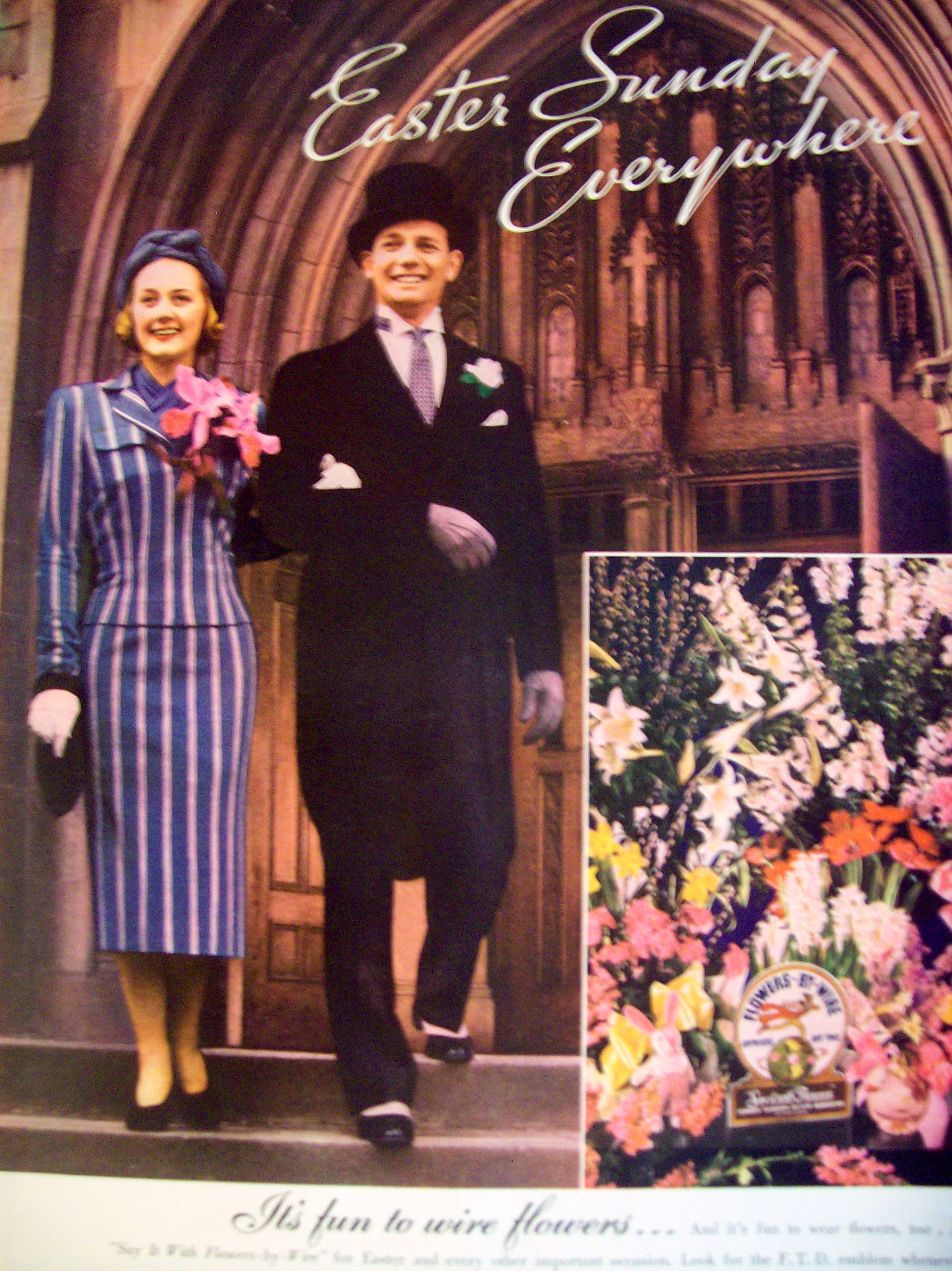 1938 Florist Telegraph Delivery w/Man & Woman At Easter