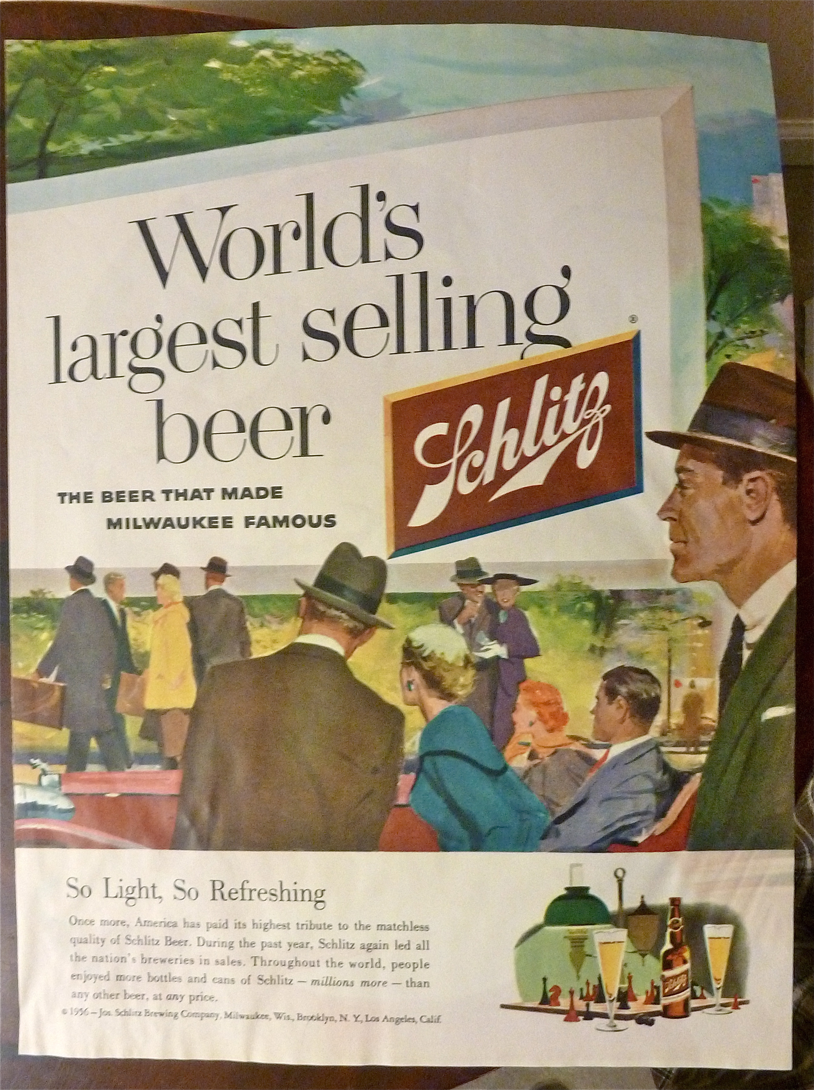 1956 Schlitz Beer with Man & Woman Walking Together