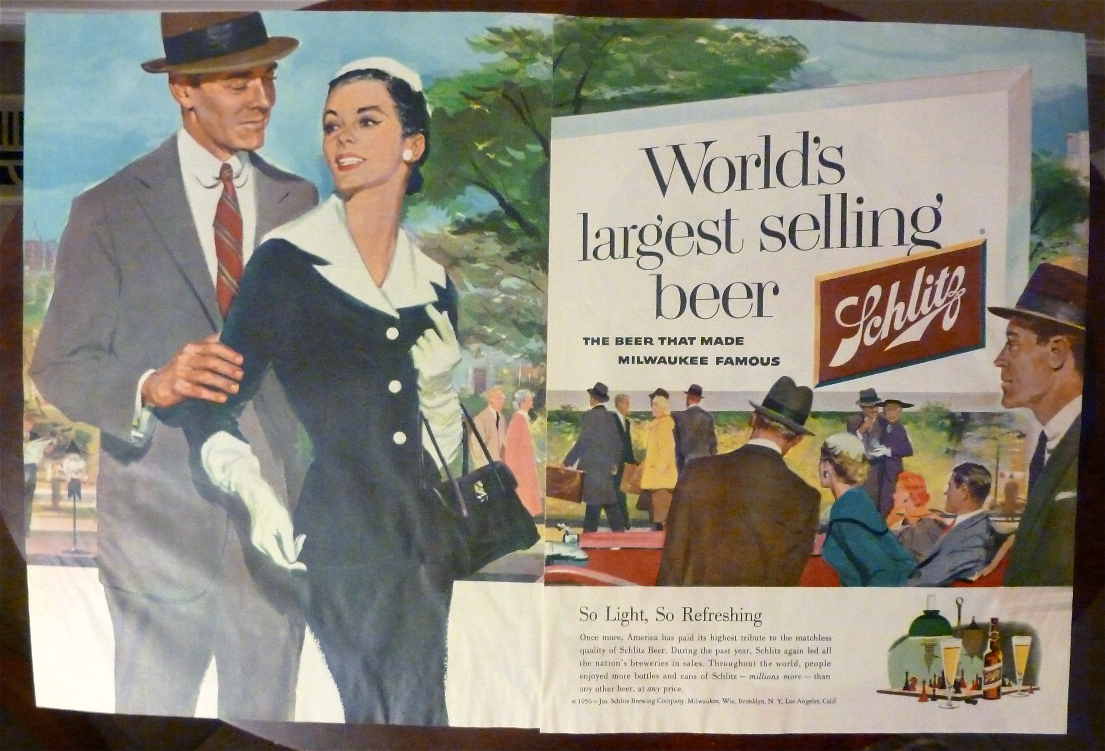 1956 Schlitz Beer with Man & Woman Walking Together