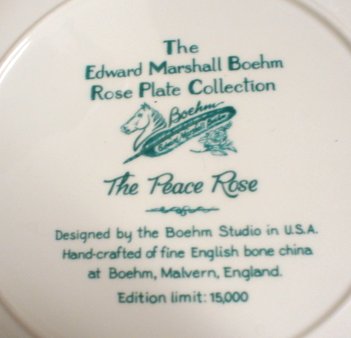 Boehm Peace Rose Plate