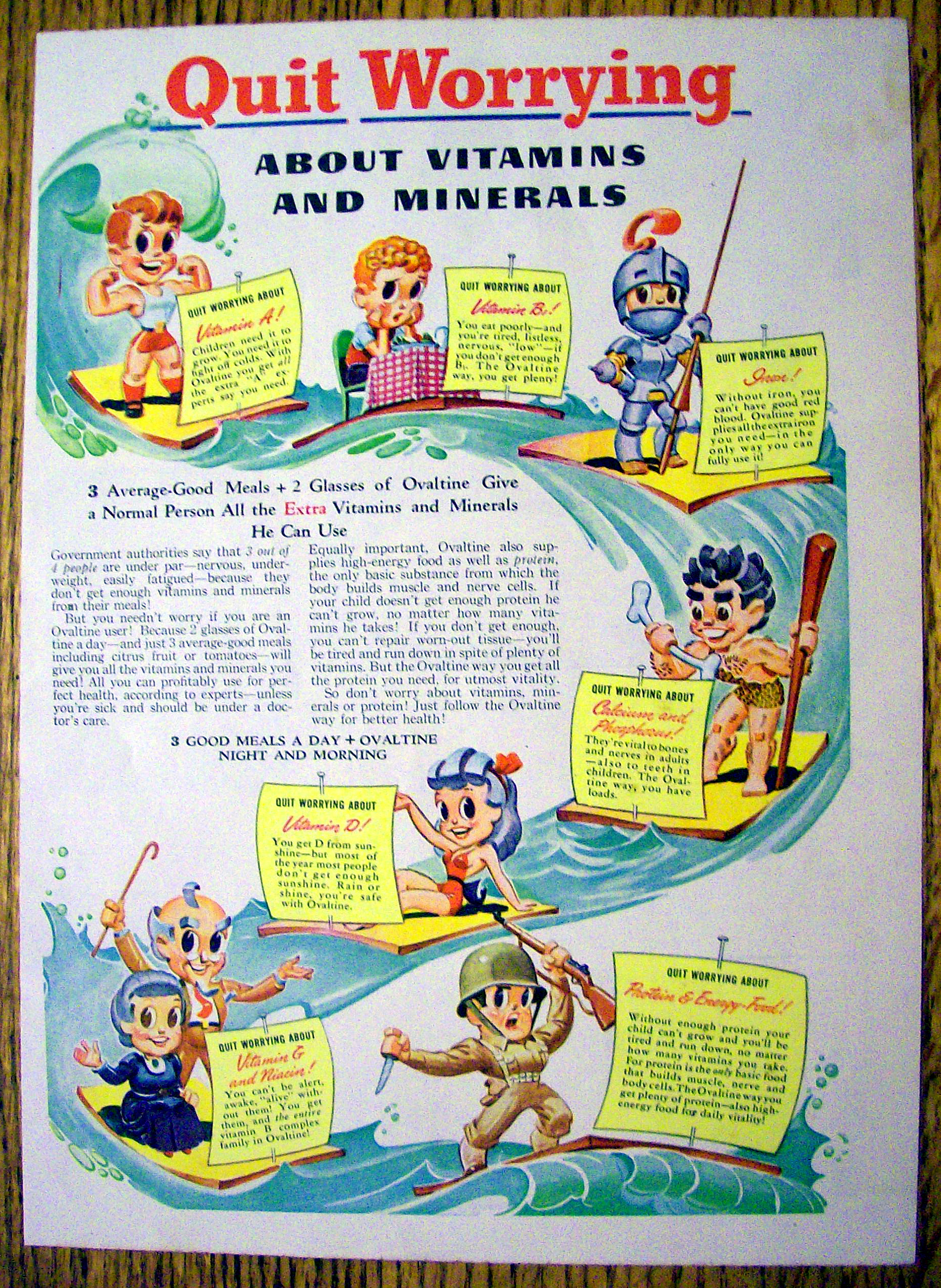 1944 Ovaltine w/Quit Worrying About Vitamins & Minerals