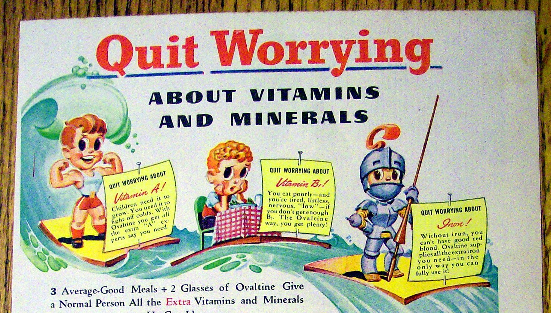 1944 Ovaltine w/Quit Worrying About Vitamins & Minerals