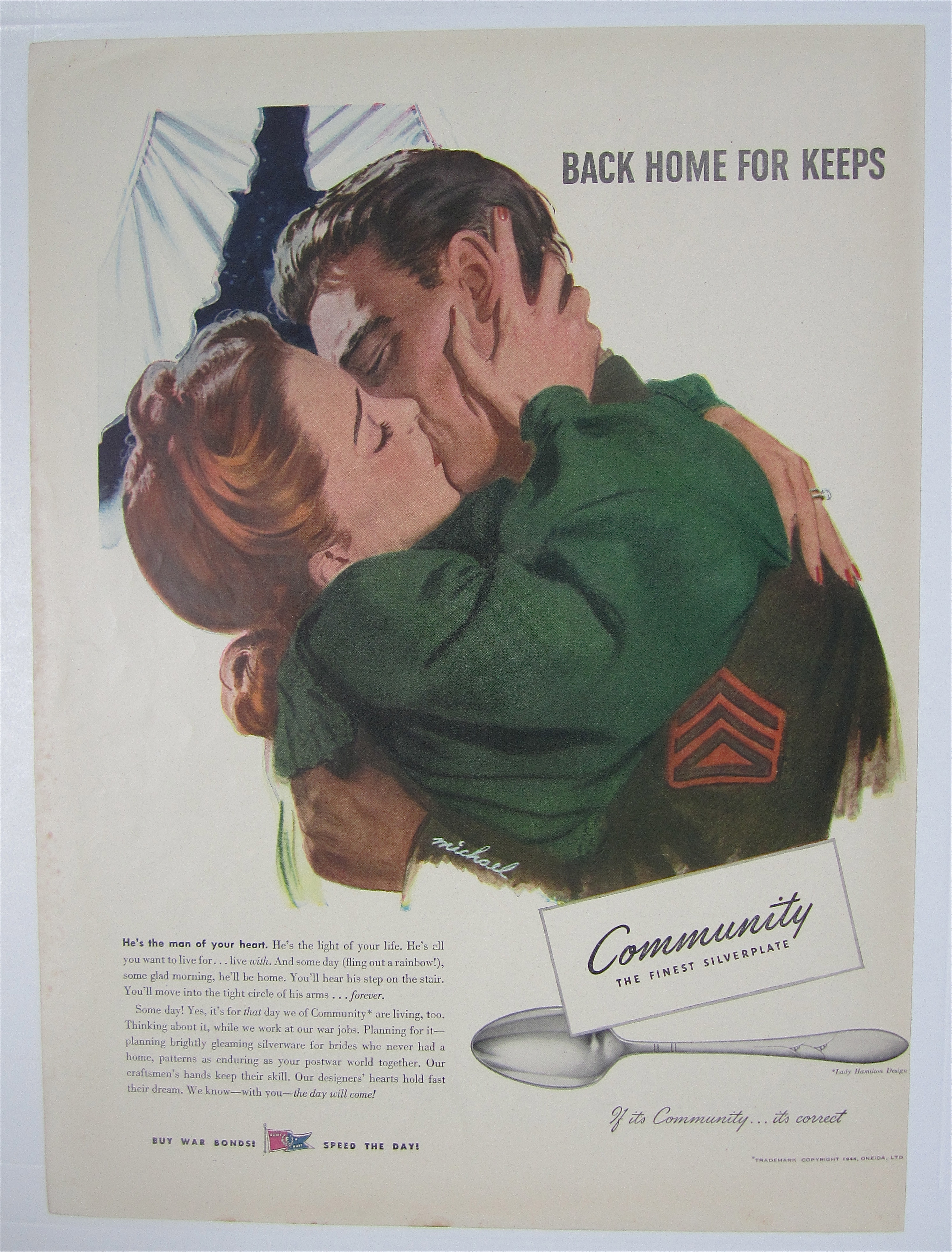 1944 Community Silver Plate w/ Woman & Soldier Kissing