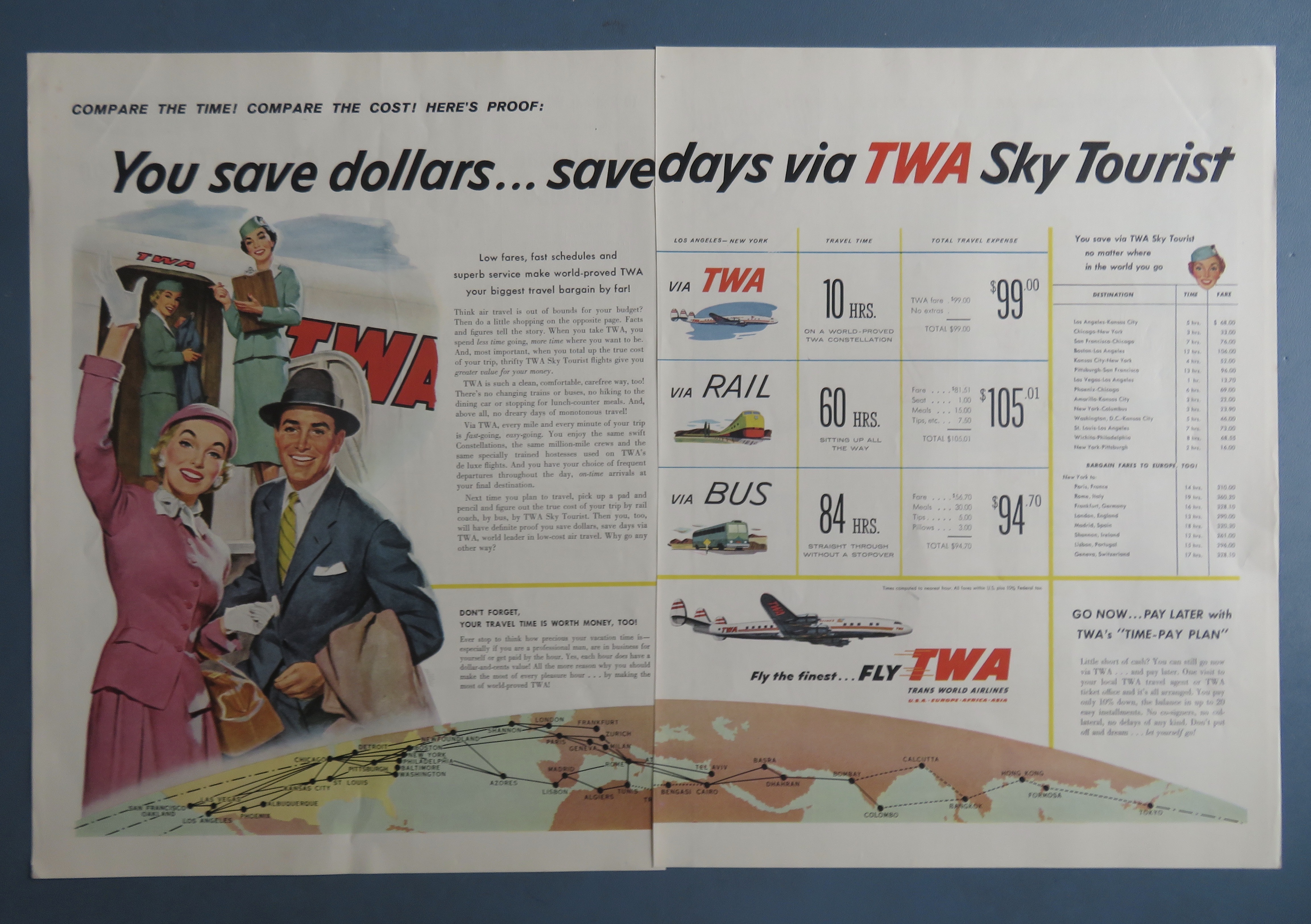 1955 TWA (Trans World) Airlines with Woman Waving