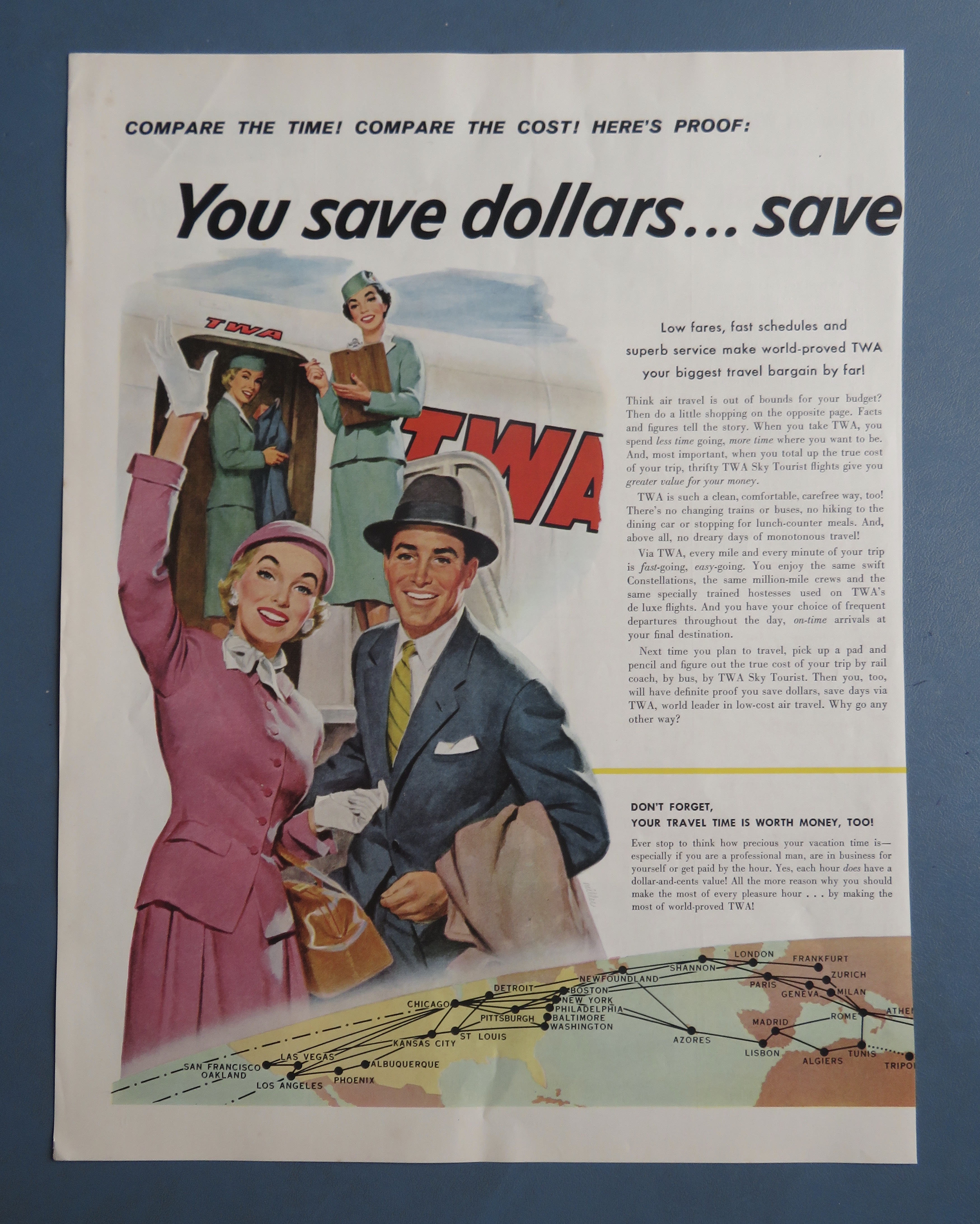1955 TWA (Trans World) Airlines with Woman Waving