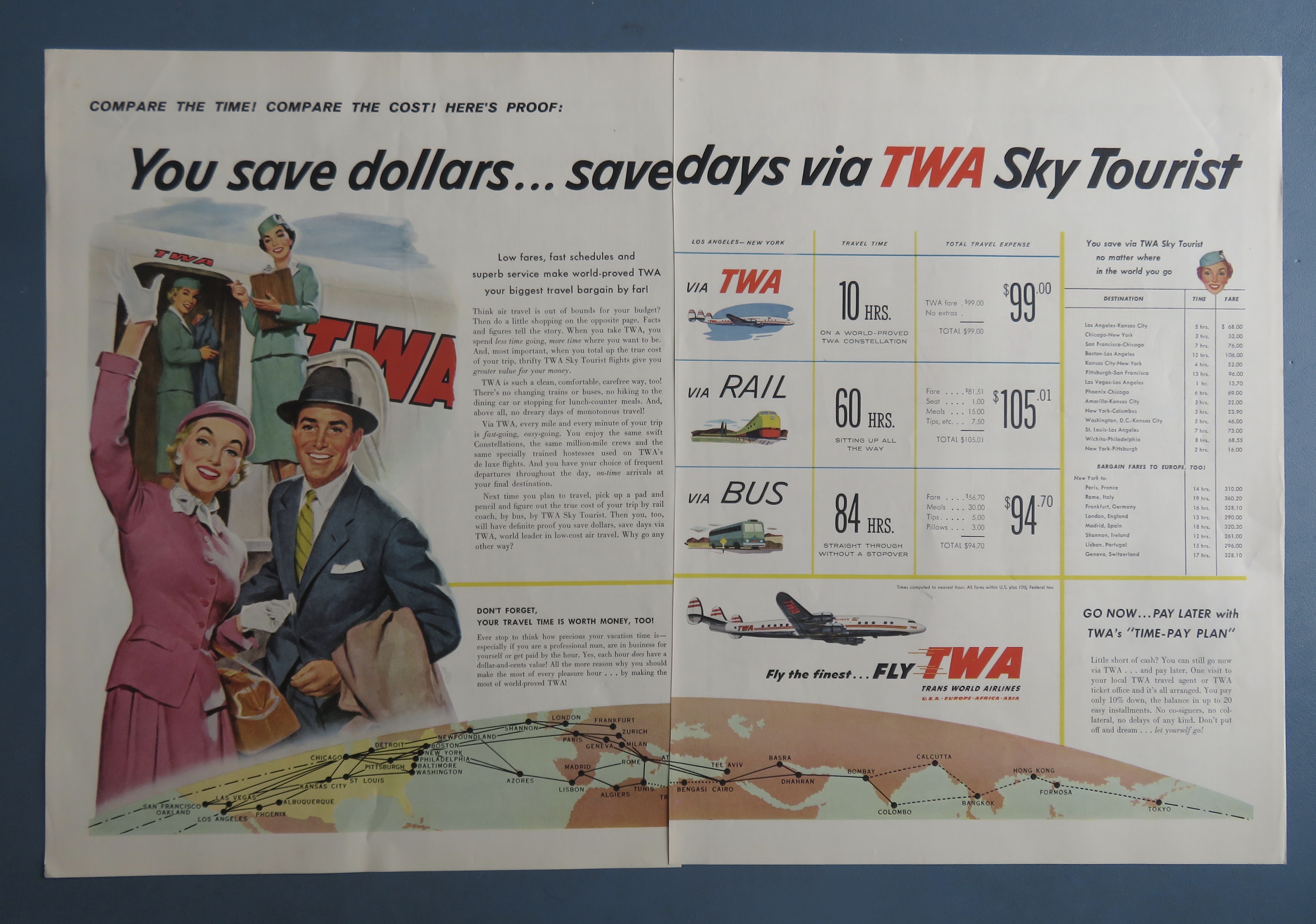 1955 TWA (Trans World) Airlines with Woman Waving