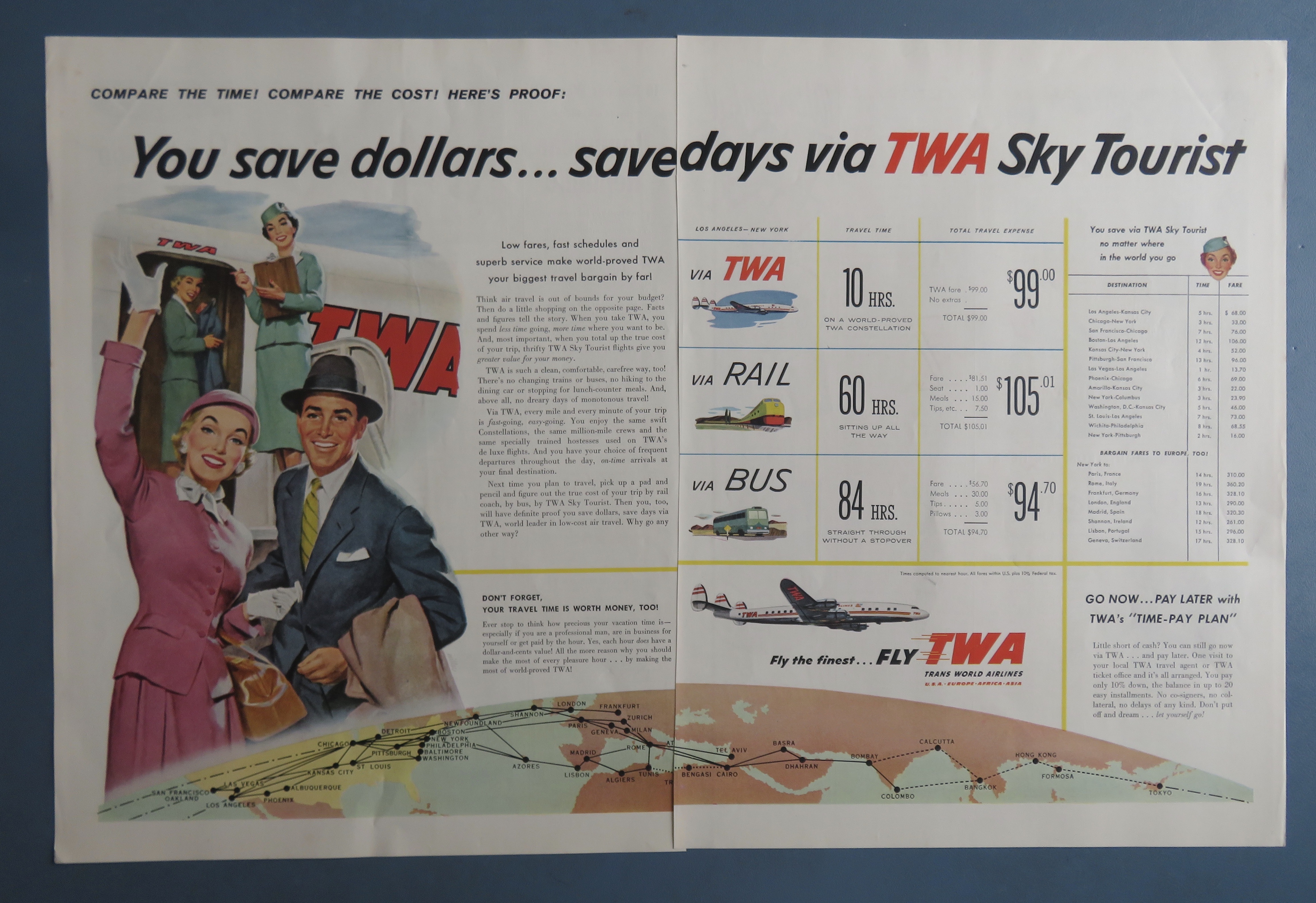 1955 TWA (Trans World) Airlines with Woman Waving