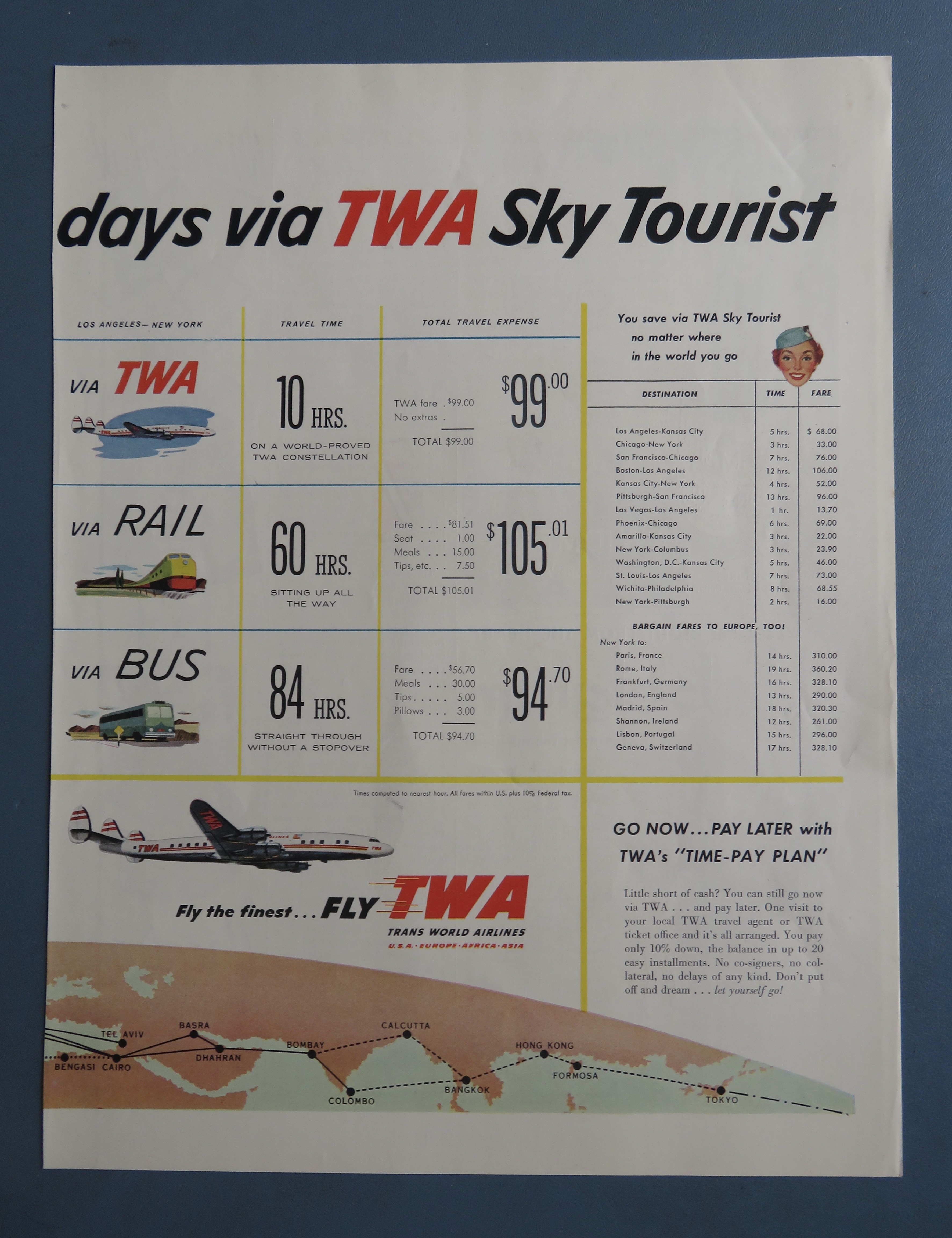 1955 TWA (Trans World) Airlines with Woman Waving