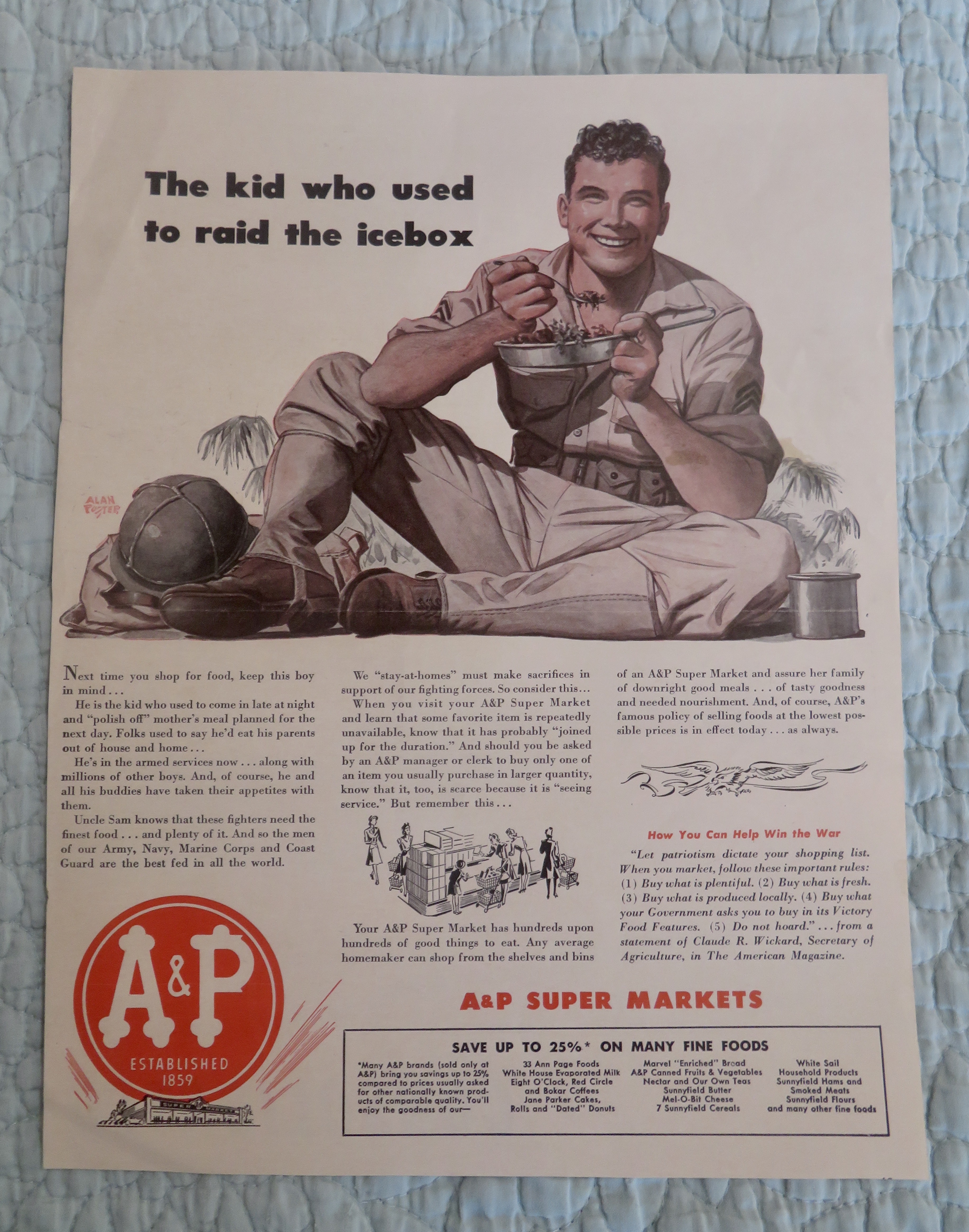 1944 A&P Super Markets with Soldier Eating
