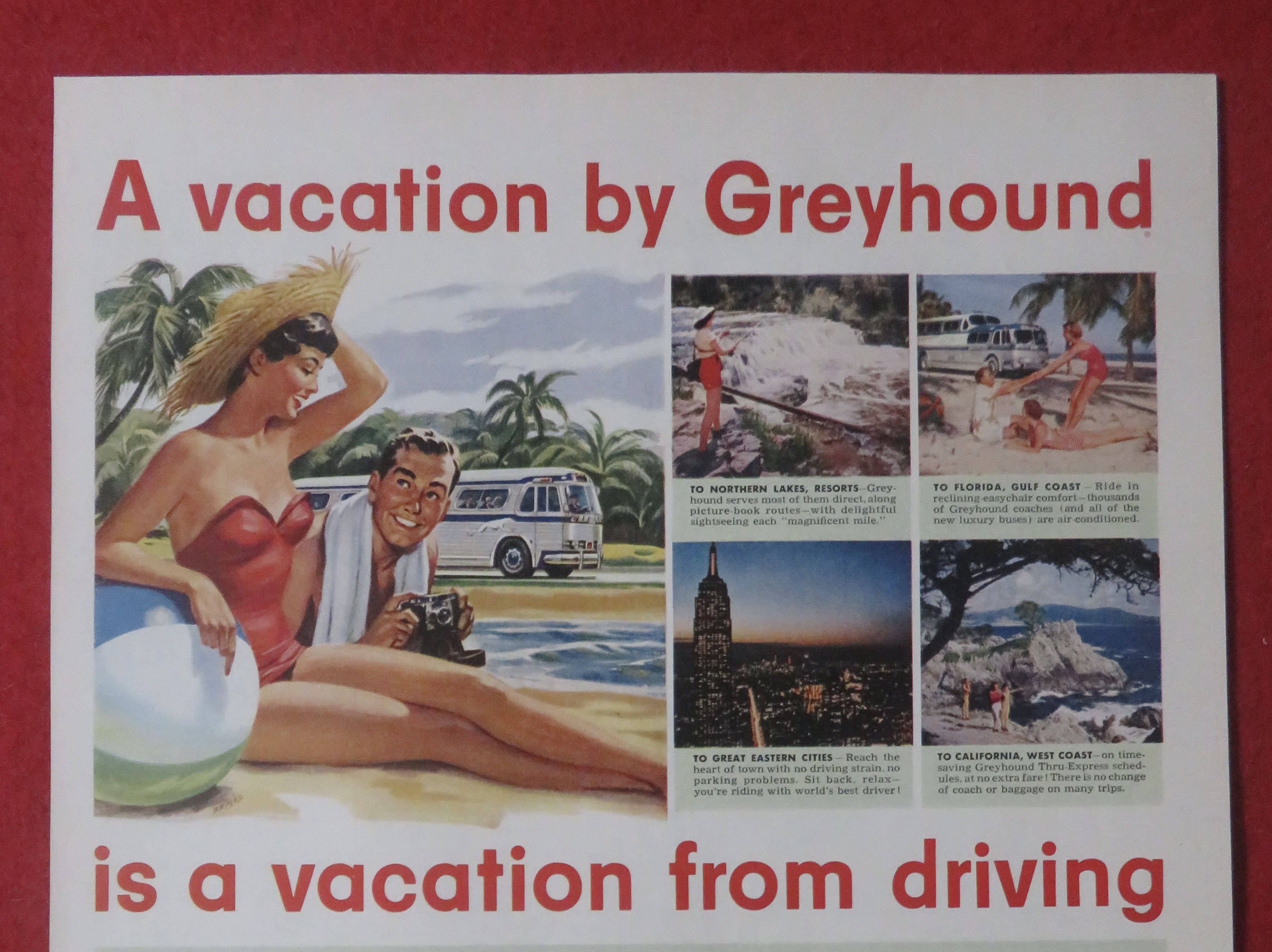 1948 Greyhound with Woman & Man By The Water
