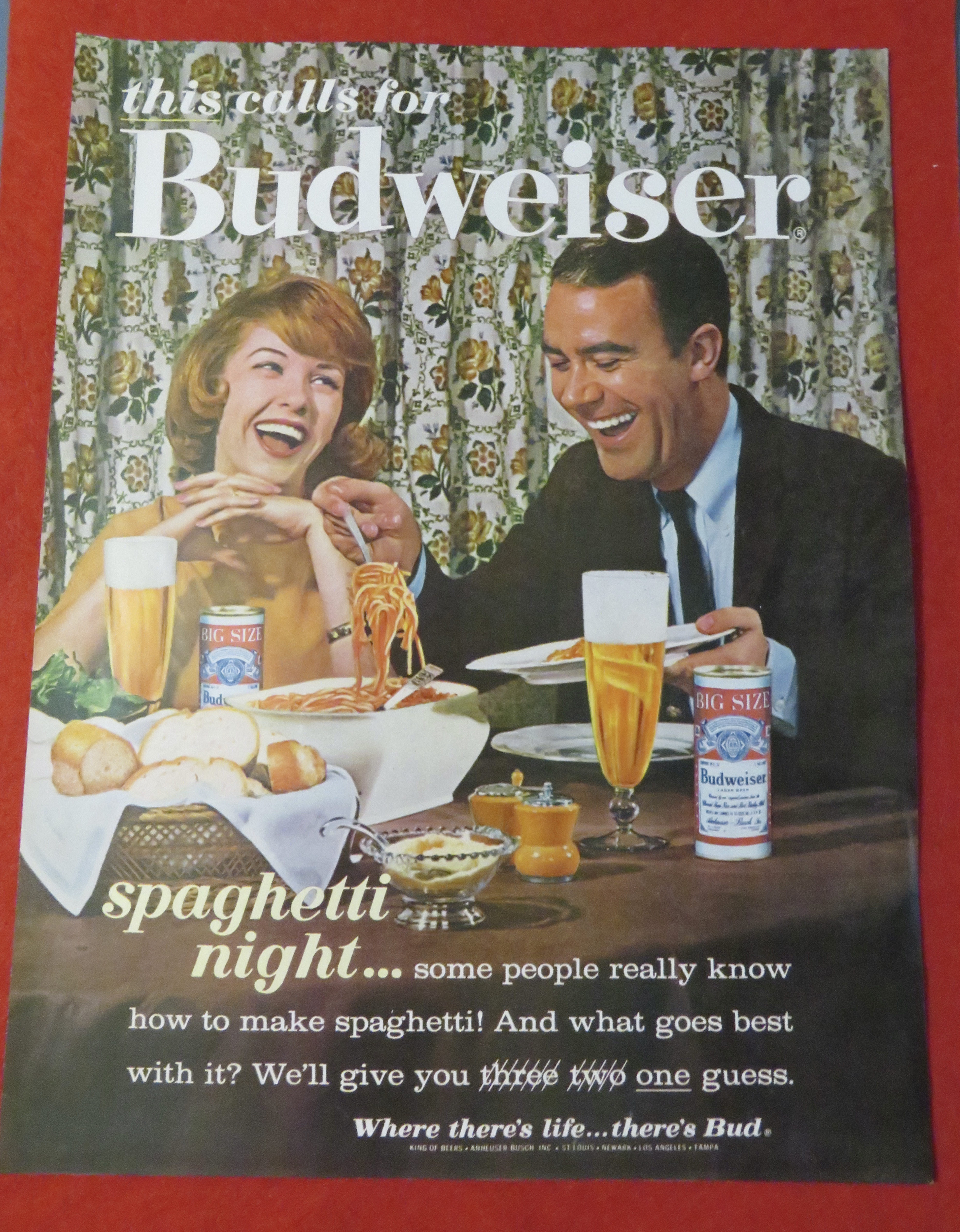 1962 Budweiser Beer with Spaghetti Night