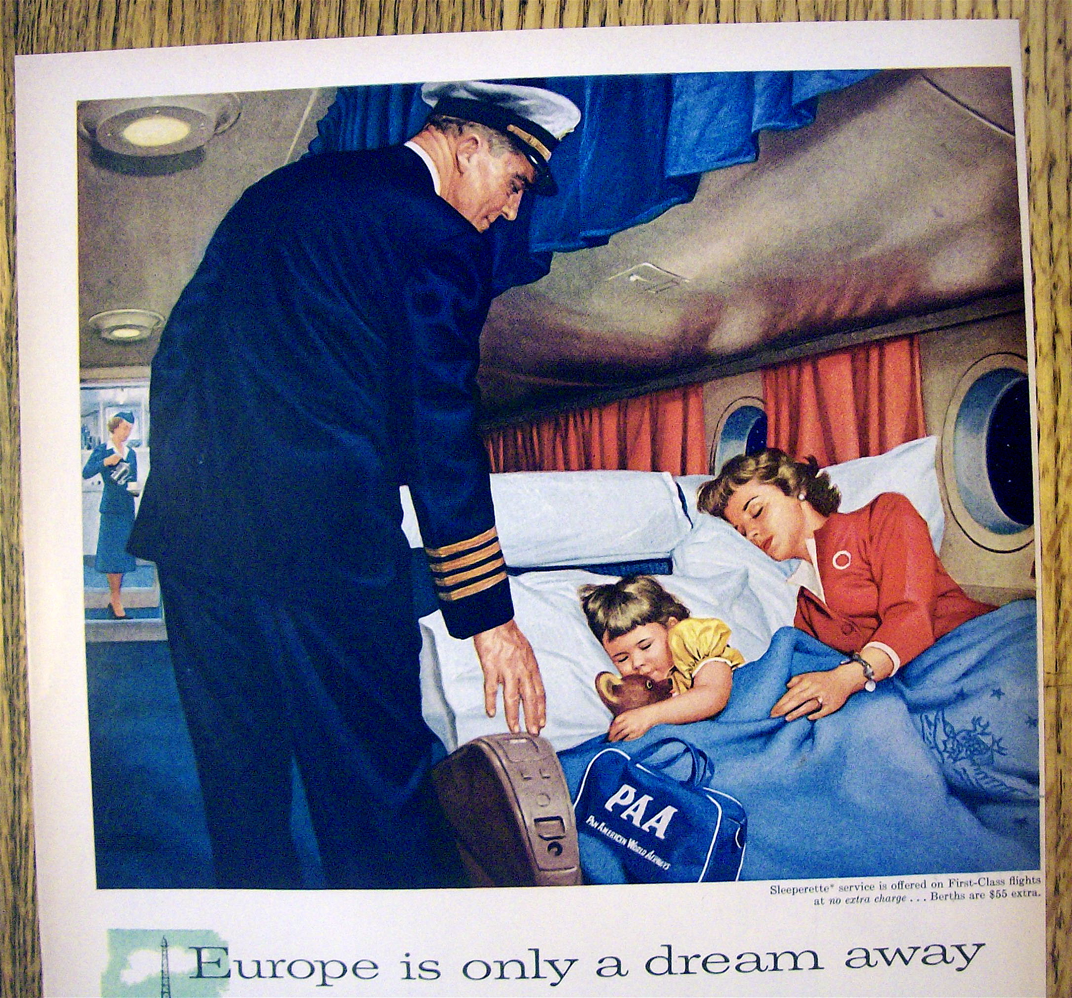 1956 Pan American with Woman & Child Sleeping w/Girl