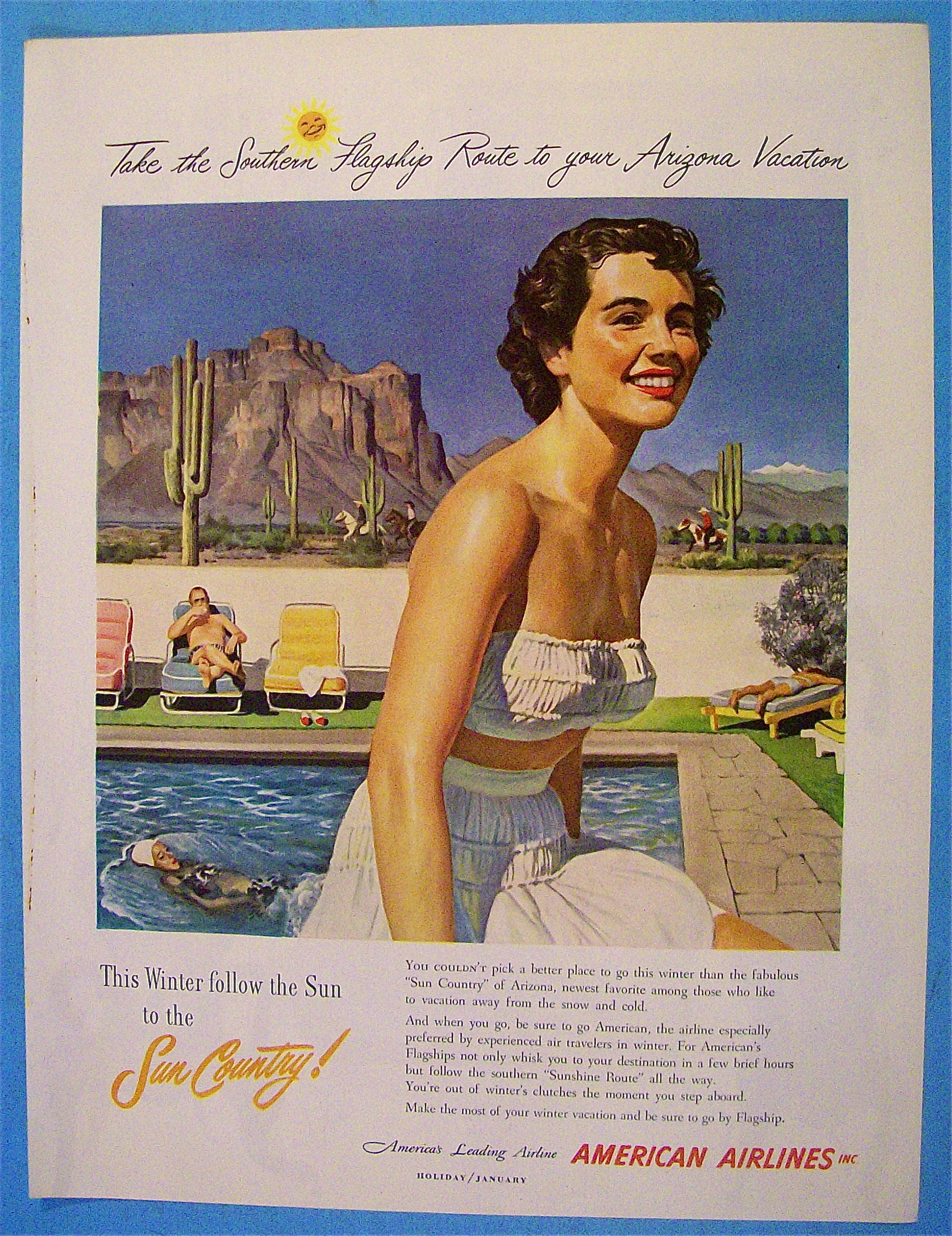 1958 American Airlines Sun Country with Lovely Woman