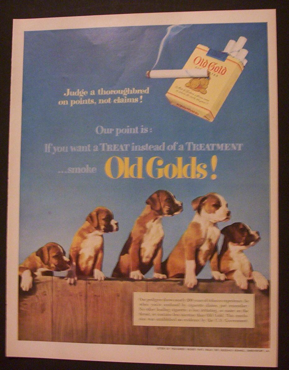 1952 Old Gold Cigarettes with Five Puppies