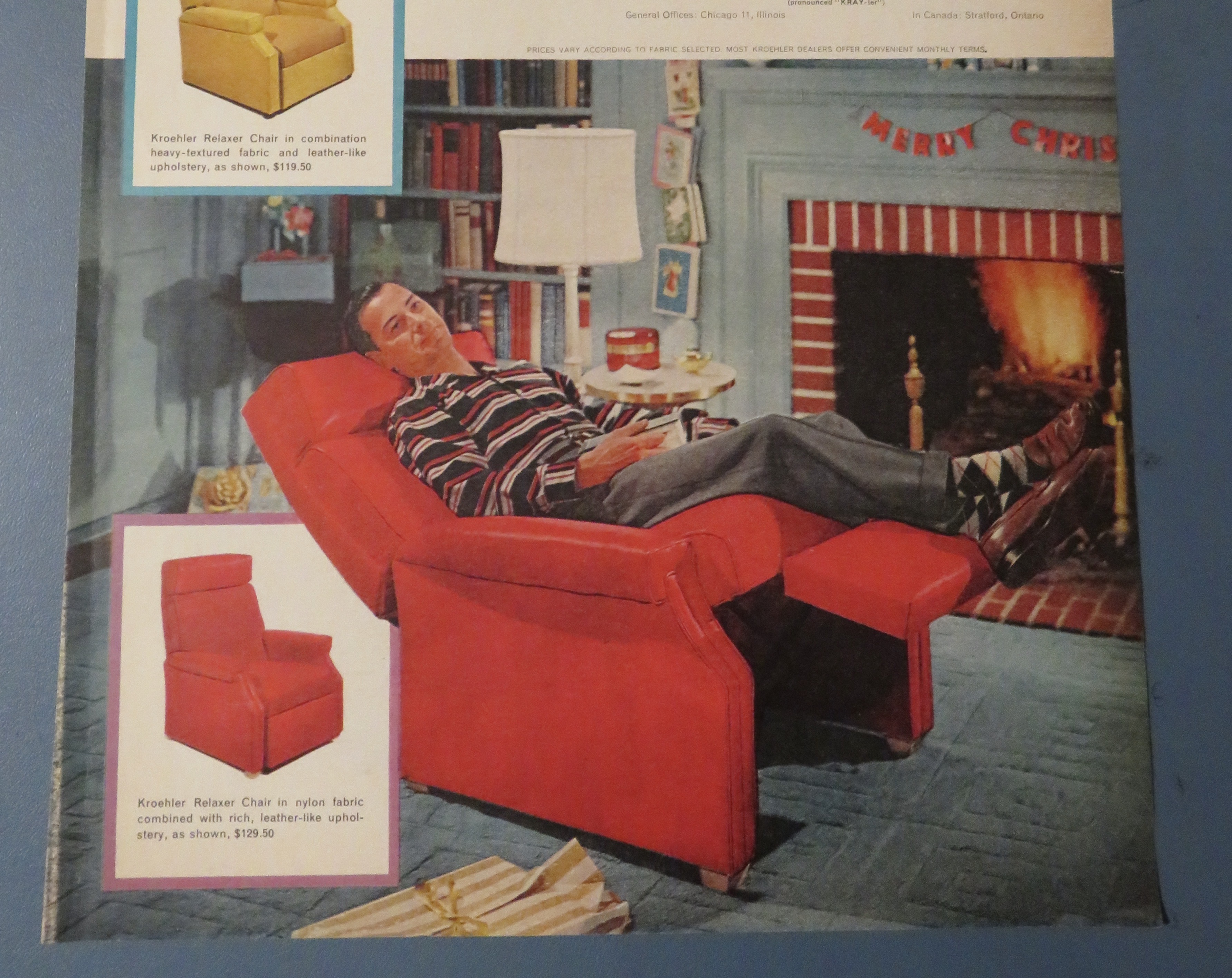 1956 Kroehler Furniture with Man In Relaxer Chair
