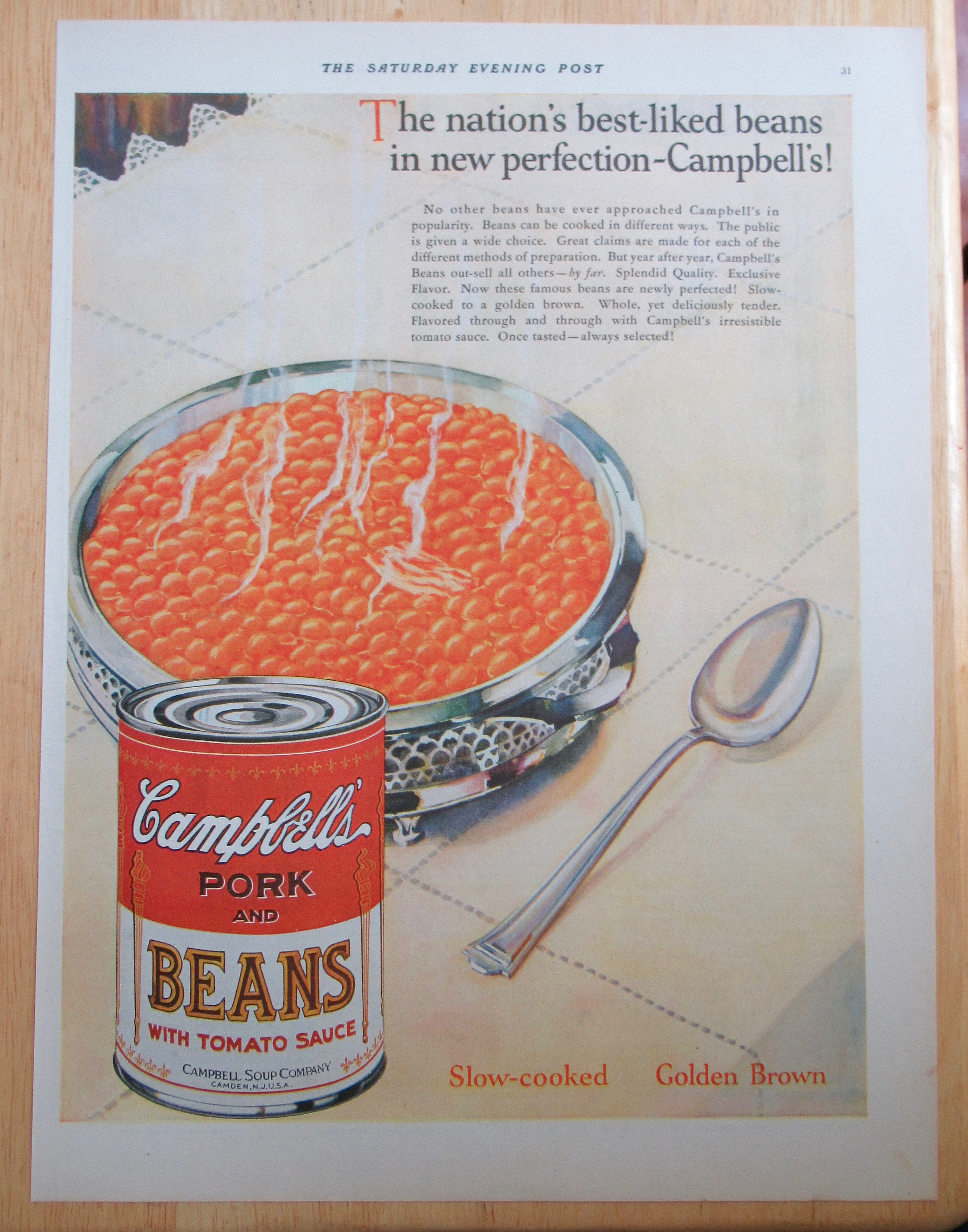 1928 Campbell's Pork and Beans with Bowl & Can of Beans