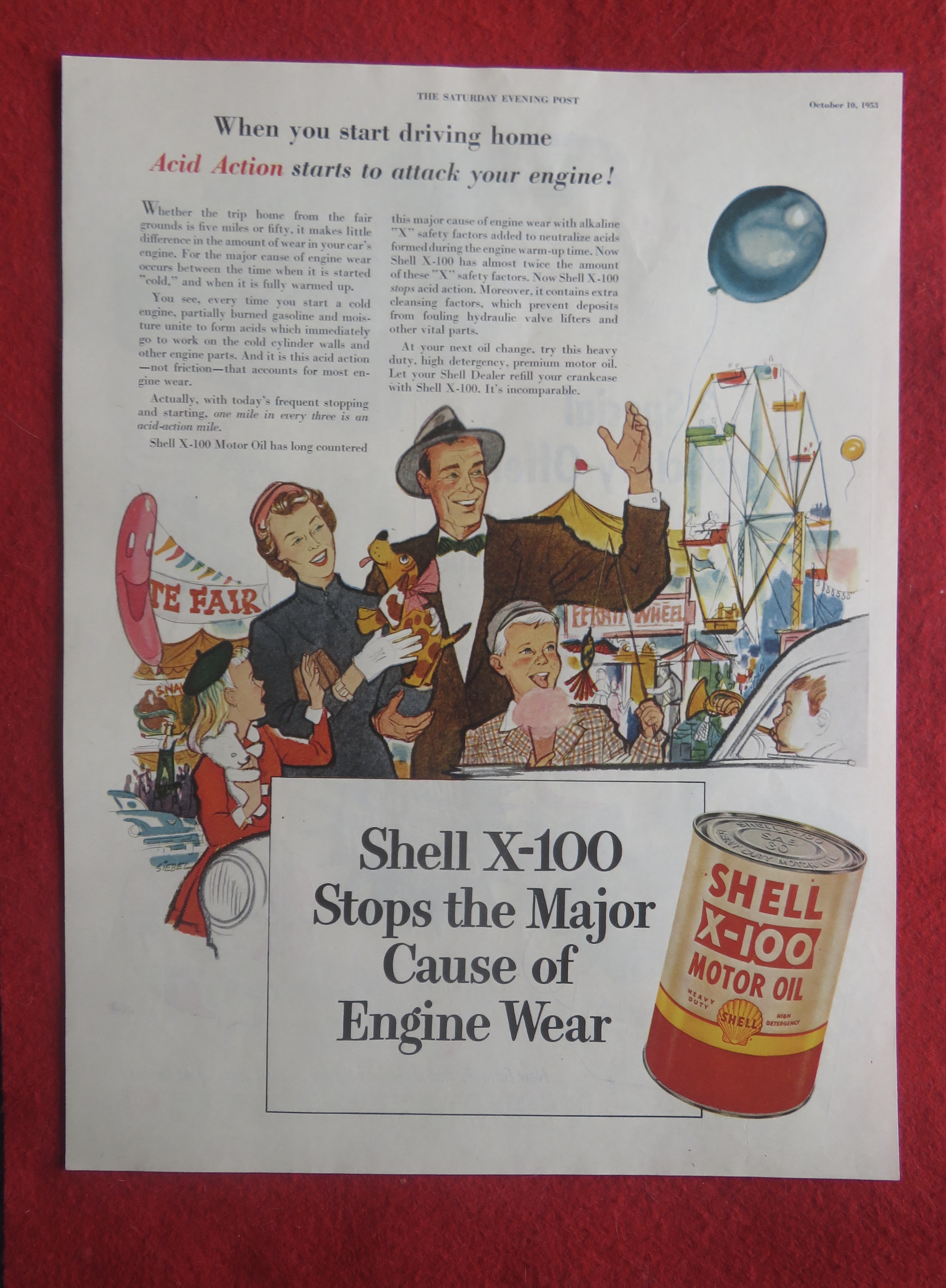 1953 Shell X-100 Motor Oil with Family At The Fair