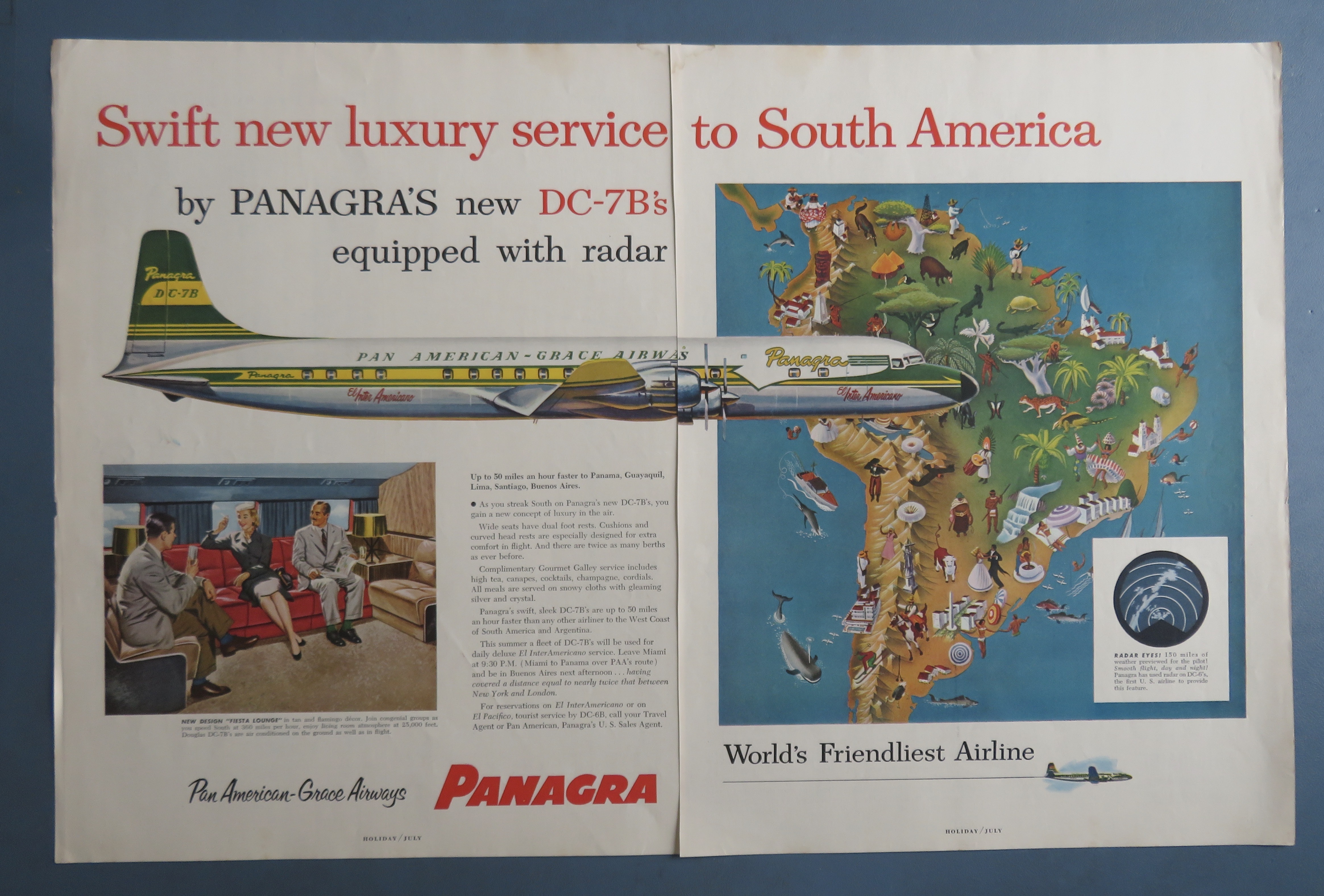 1955 Panagra Airlines with the New DC - 7B Airplane