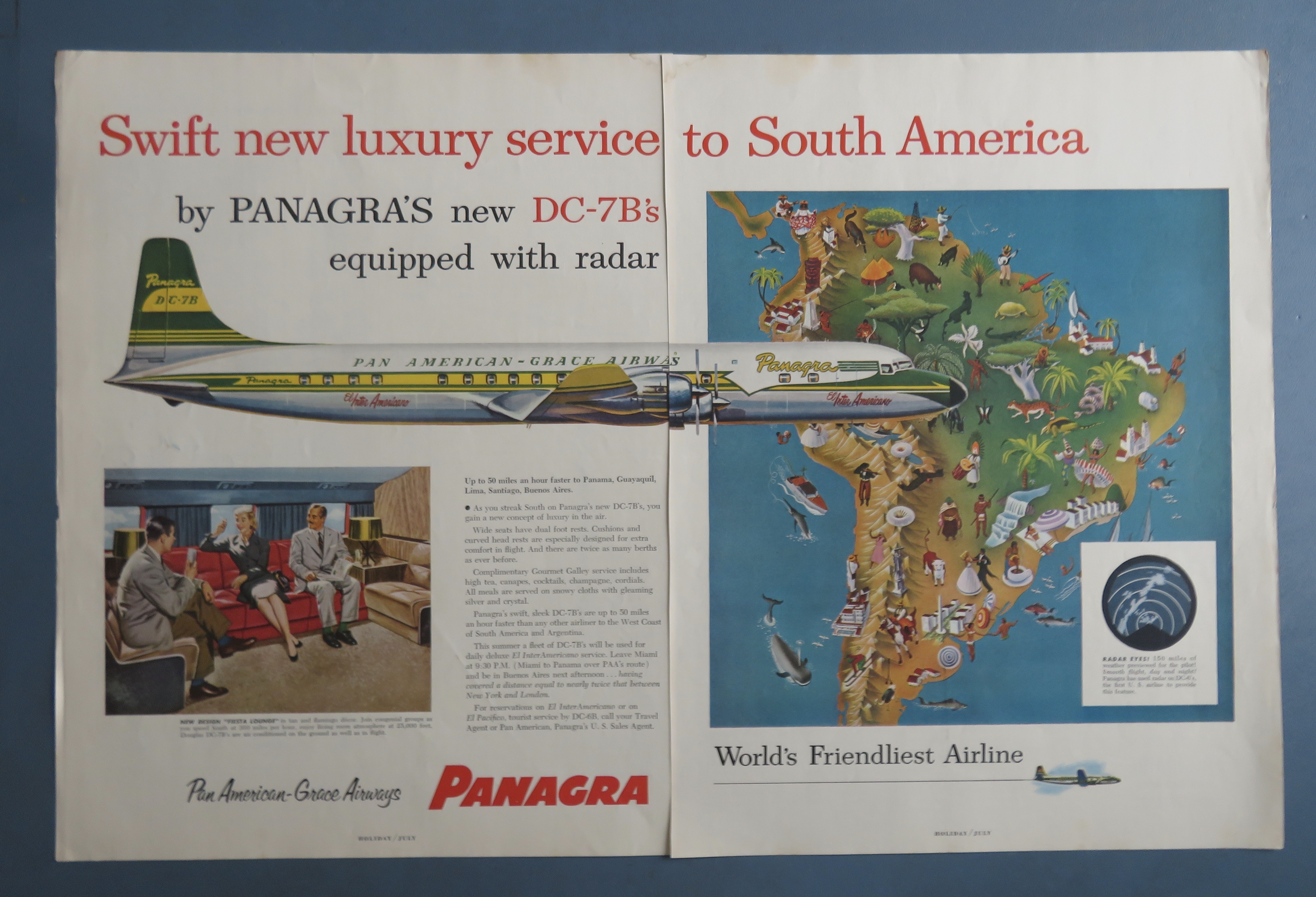 1955 Panagra Airlines with the New DC - 7B Airplane