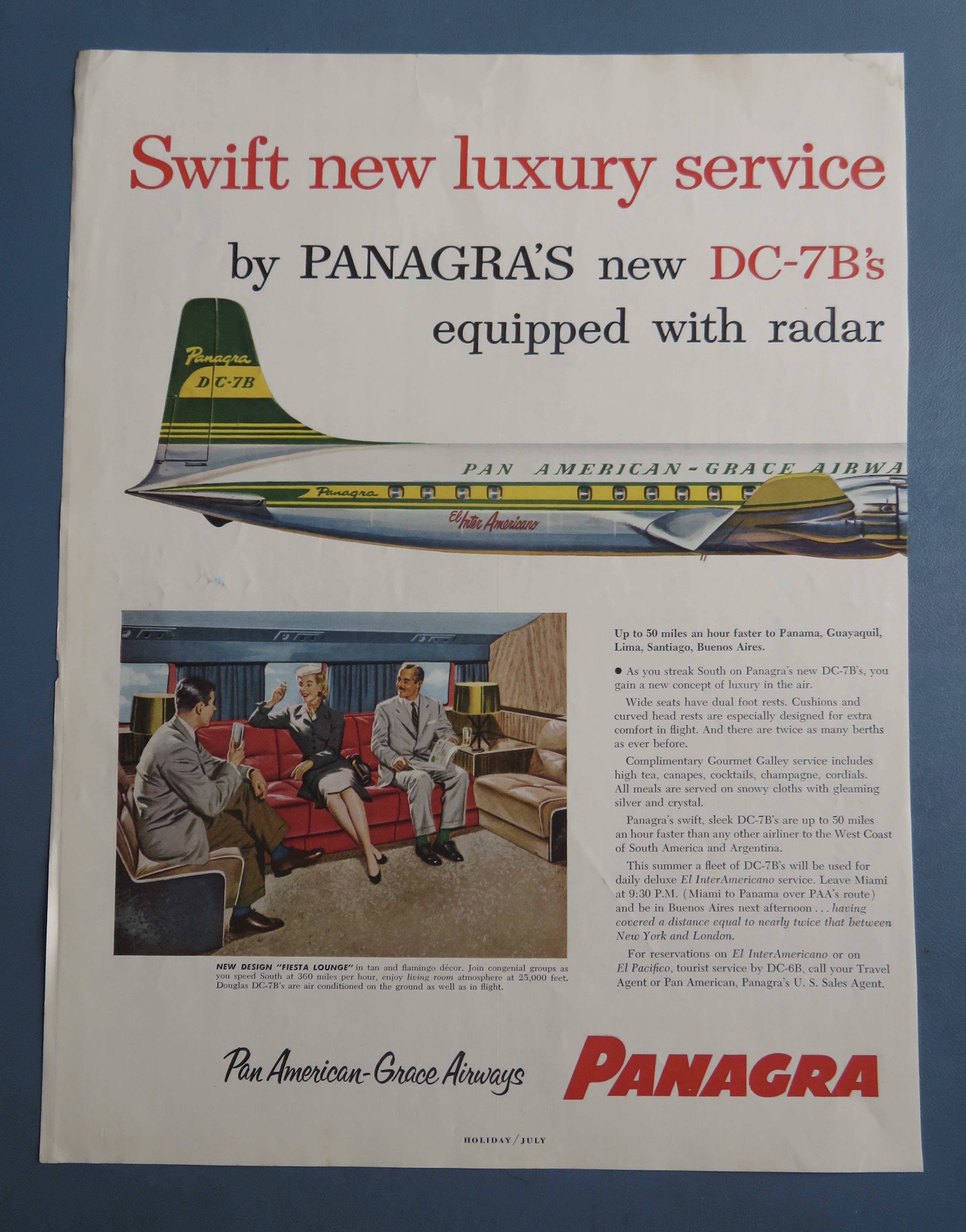 1955 Panagra Airlines with the New DC - 7B Airplane