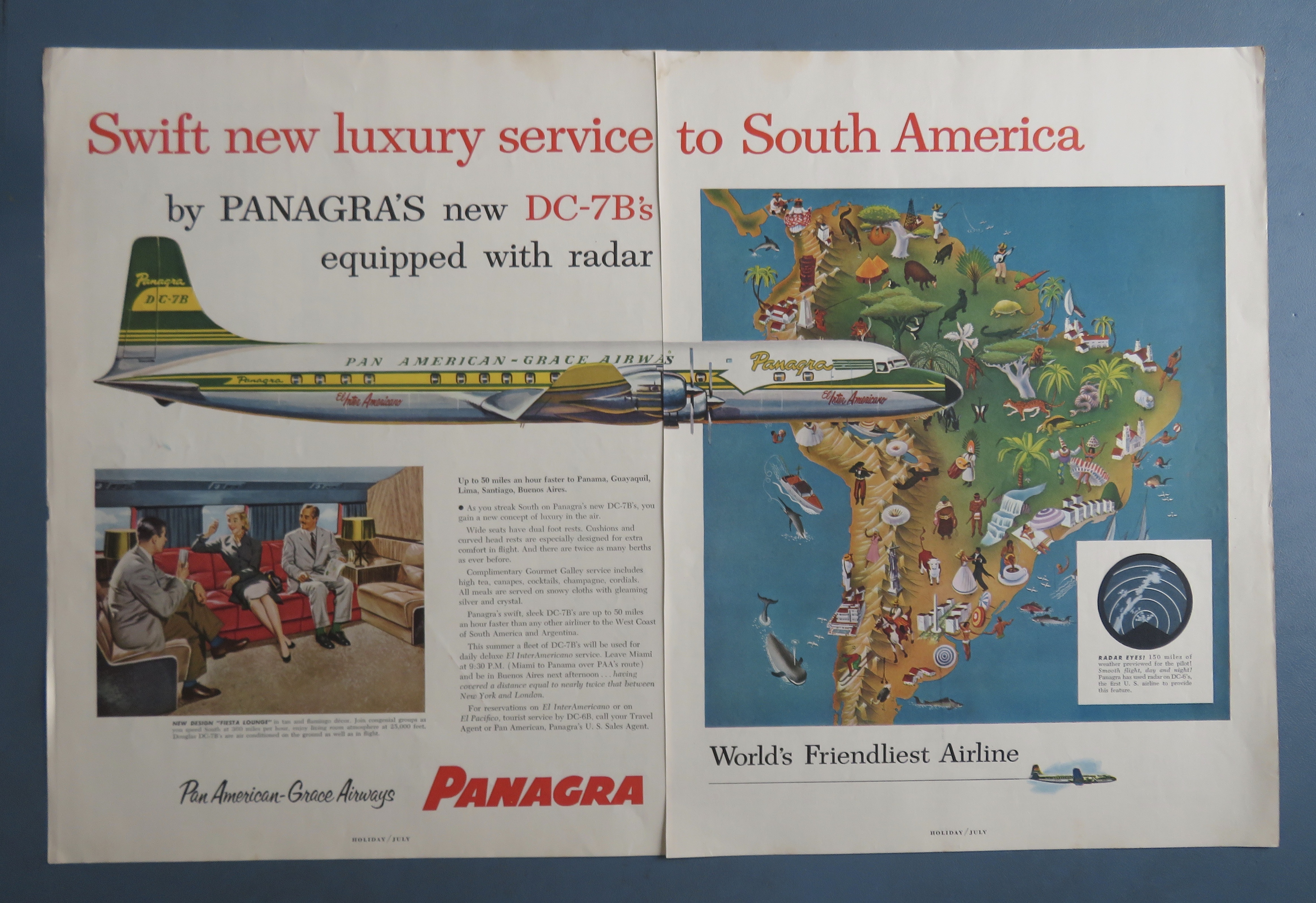 1955 Panagra Airlines with the New DC - 7B Airplane