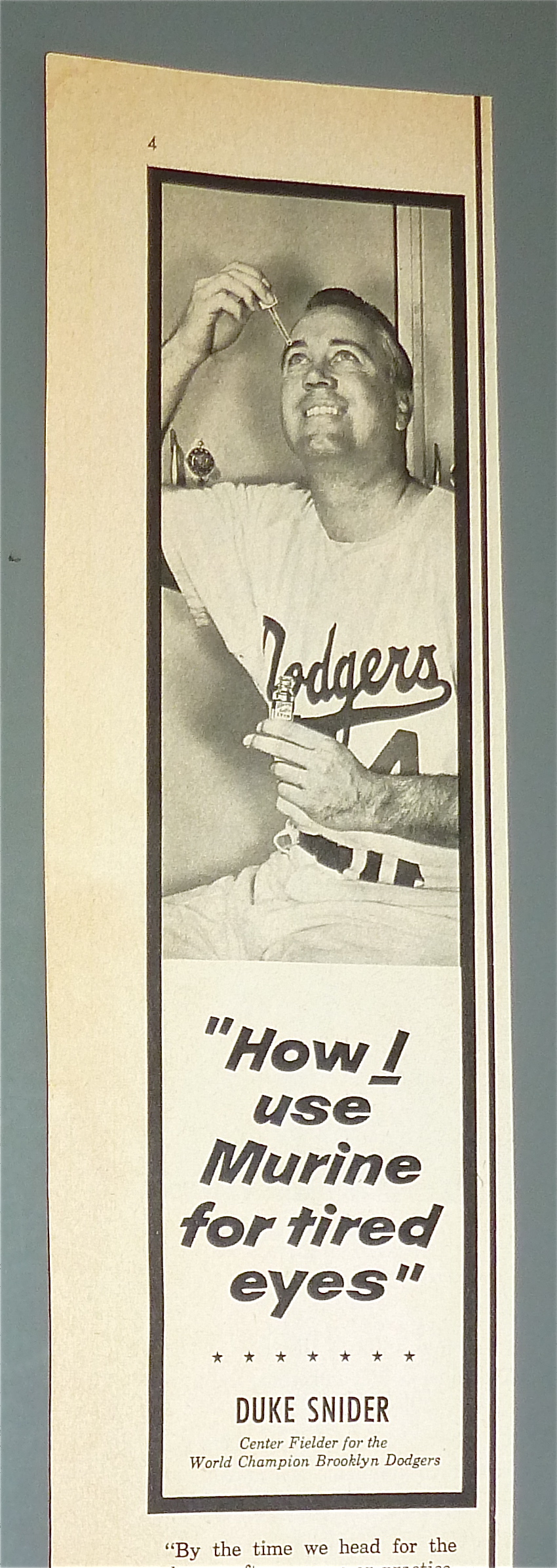 1956 Murine For Your Eyes w/Baseball's Duke Snider