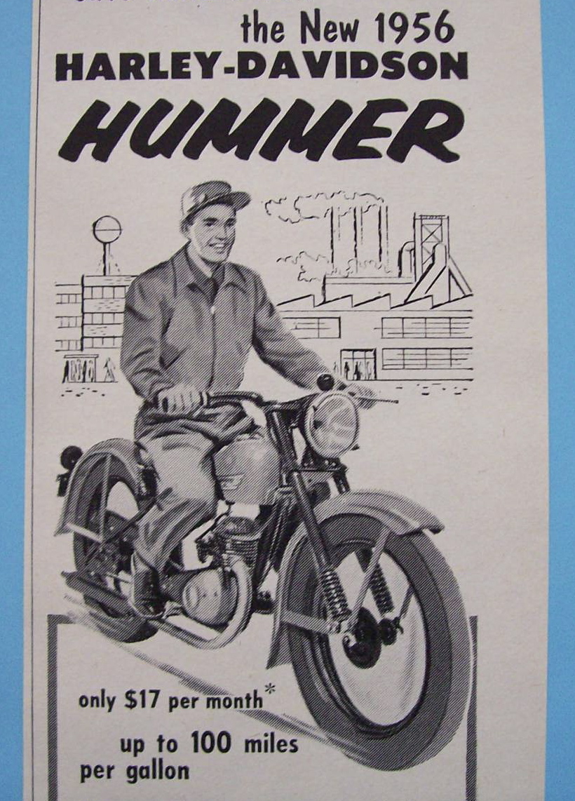 1955 Harley-Davidson Hummer with Man on Motorcycle