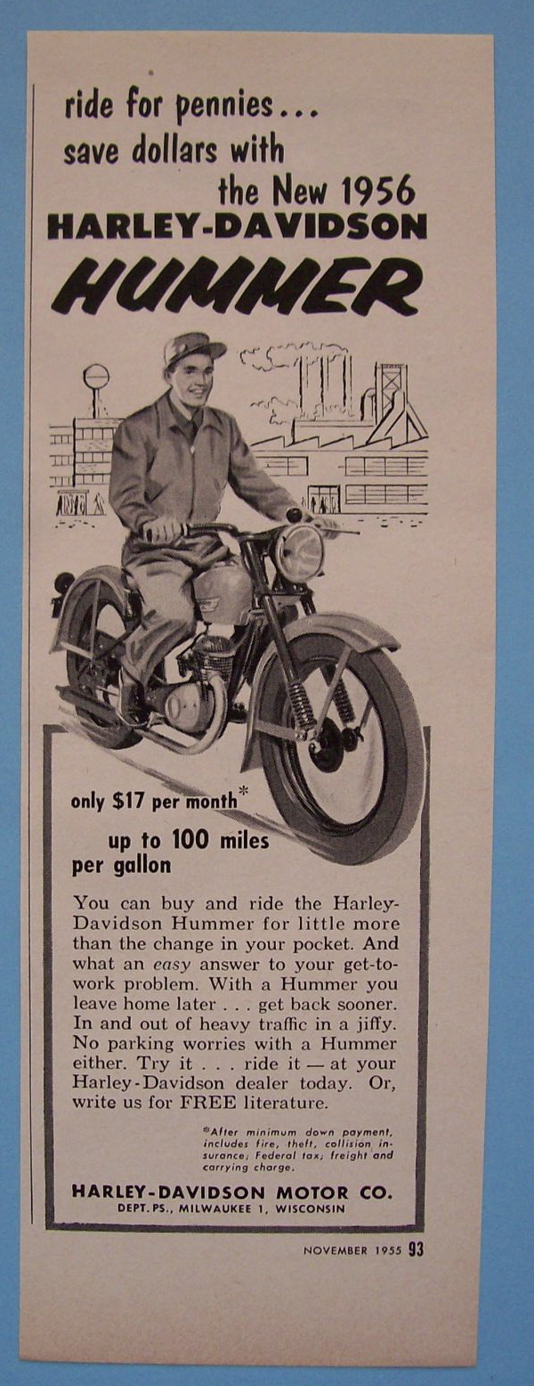 1955 Harley-Davidson Hummer with Man on Motorcycle