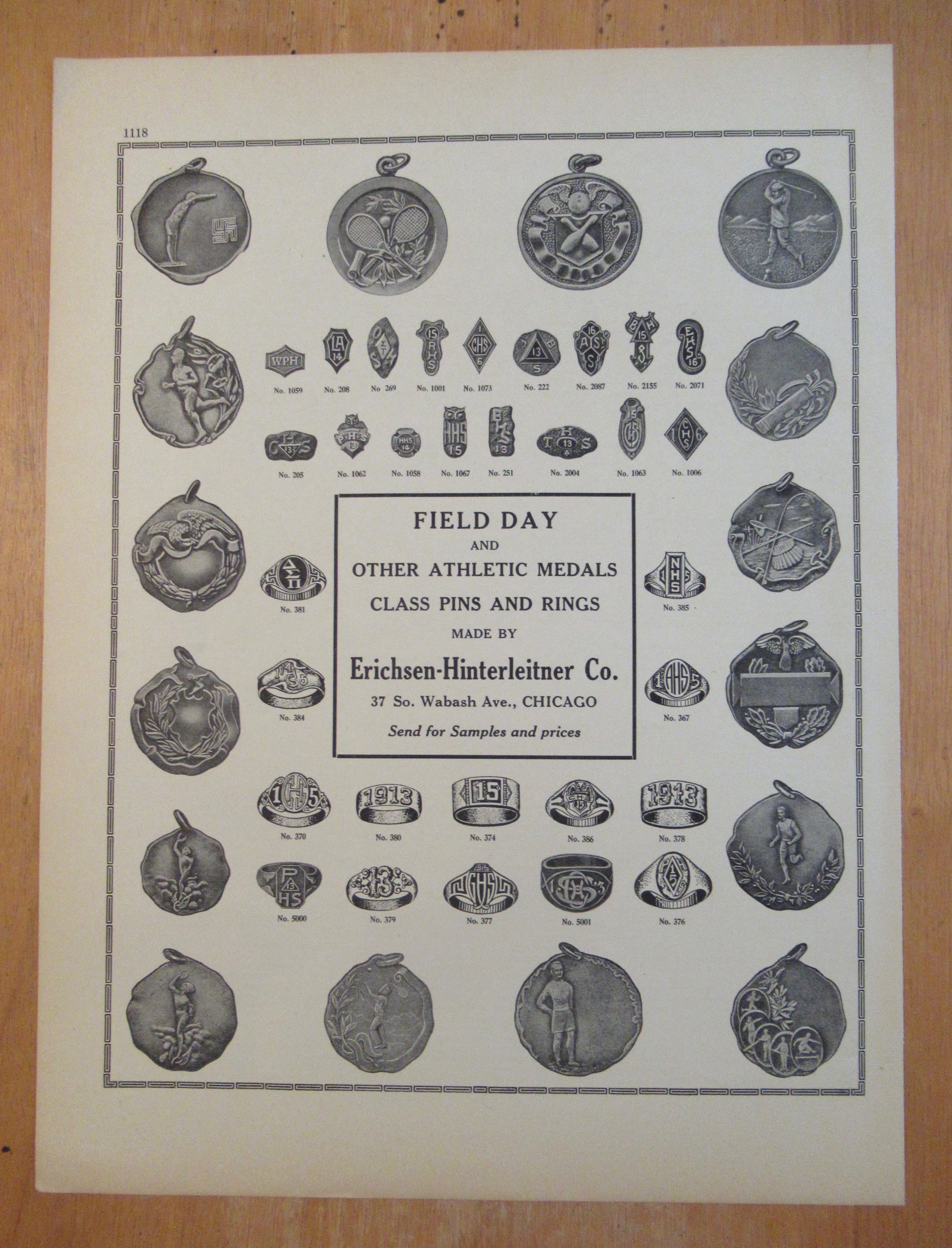 1913 Erichsen-Hinterleitner Co with Medals & Rings
