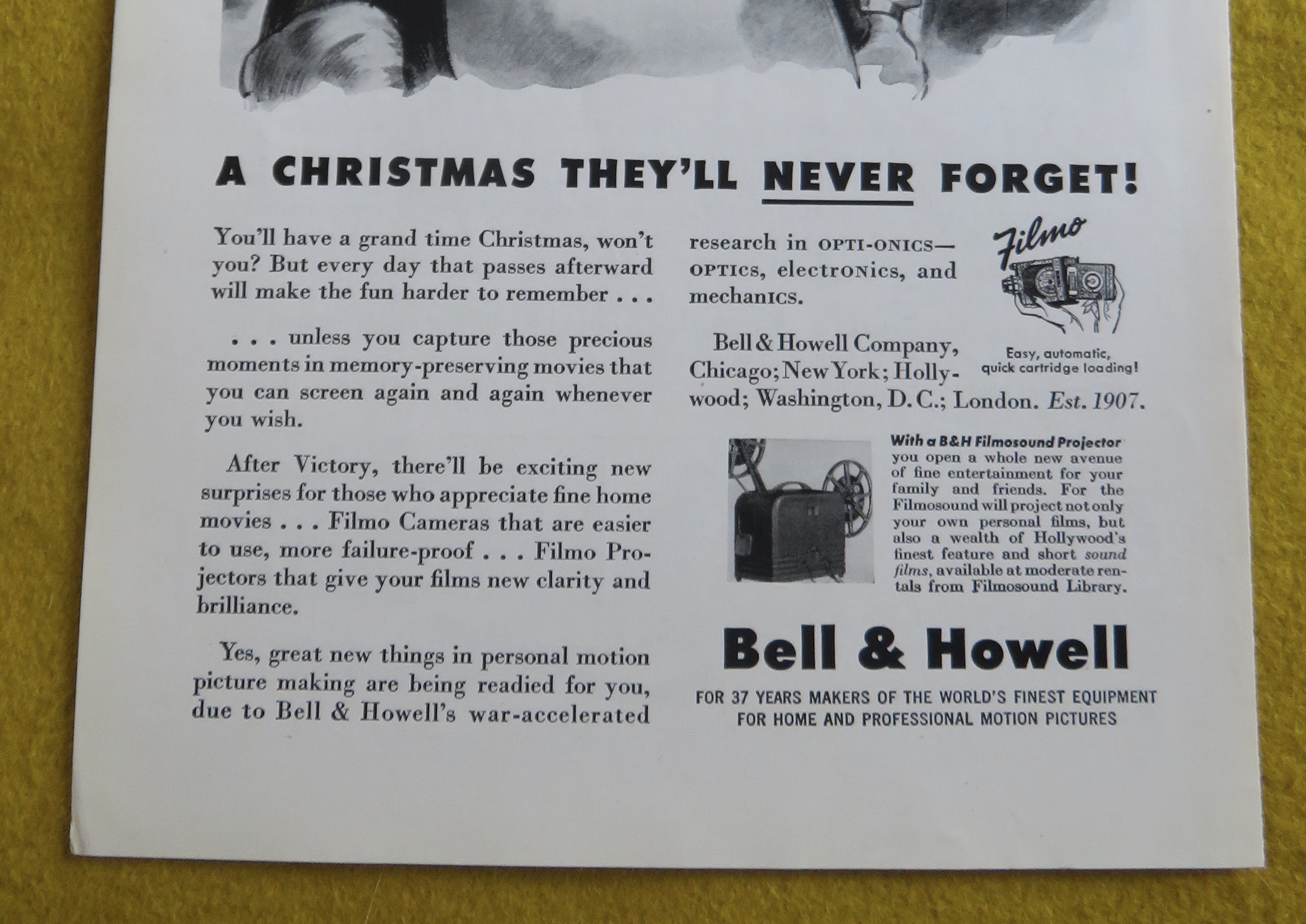 1944 Bell & Howell Filmo Camera with Dad Being Santa