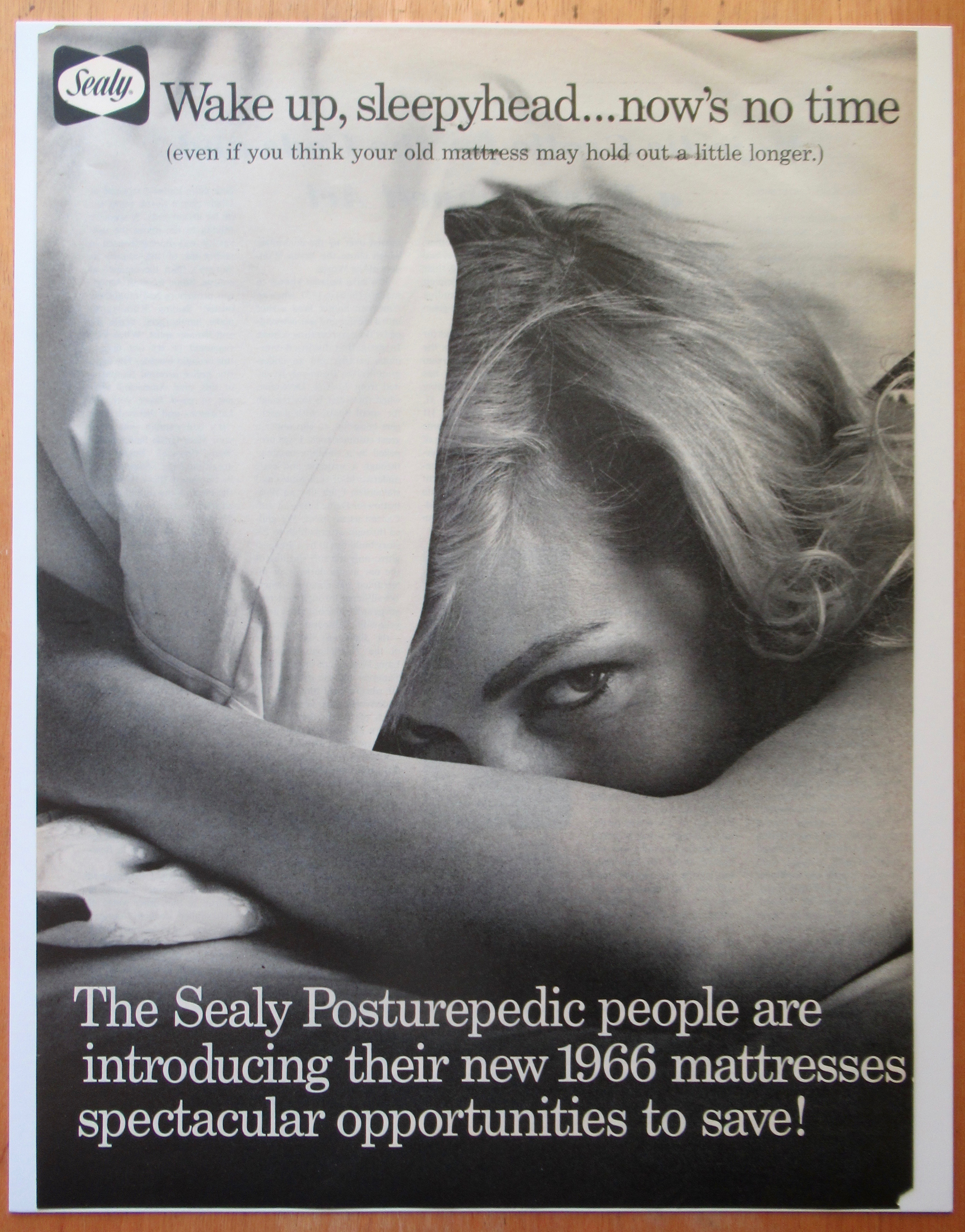 1966 Sealy PosturePedic With Woman Laying in Bed