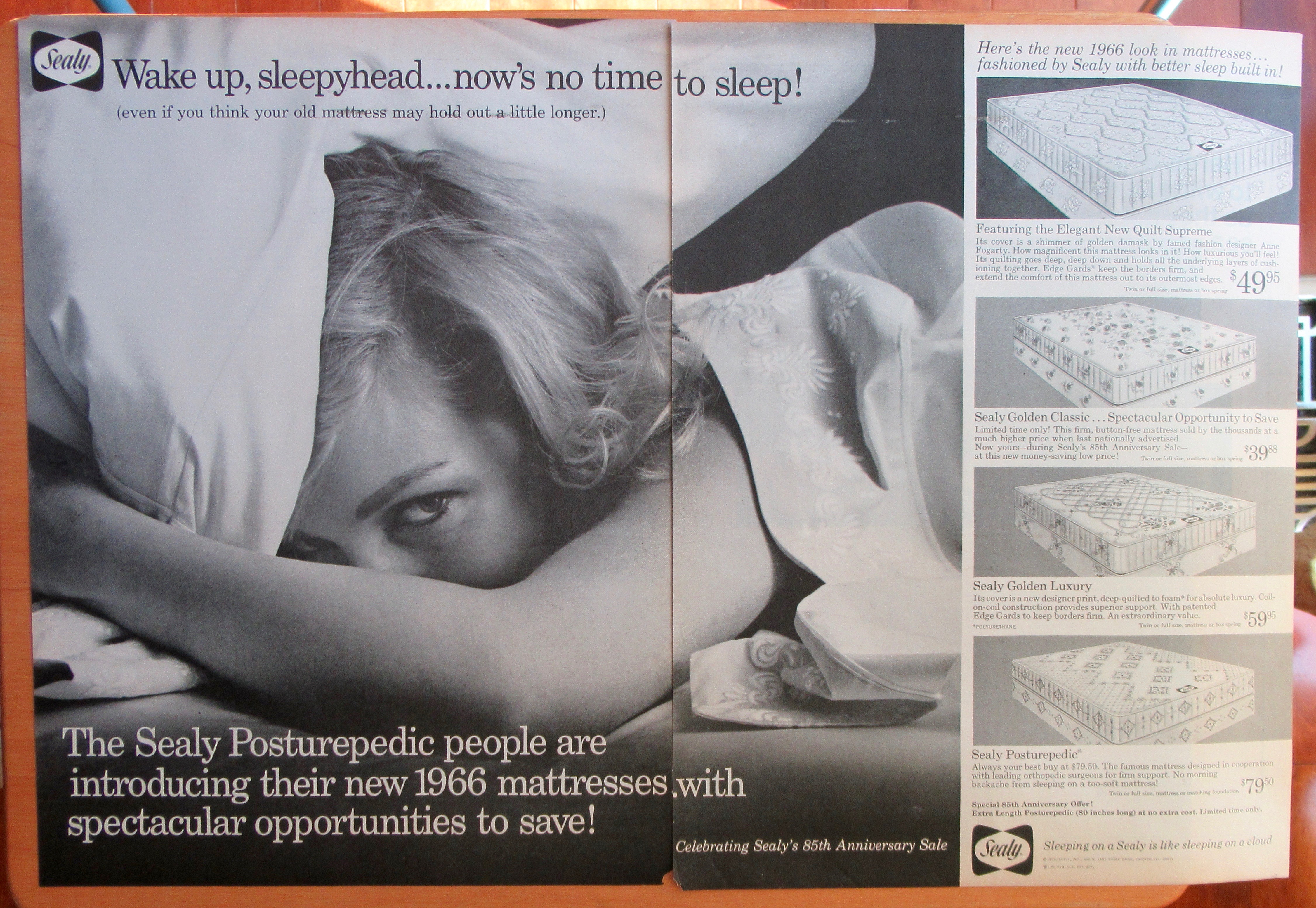 1966 Sealy PosturePedic With Woman Laying in Bed