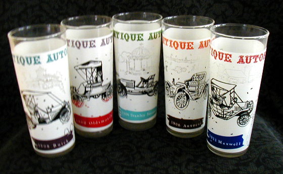 Set Of 10 Antique Autos Highball Glasses
