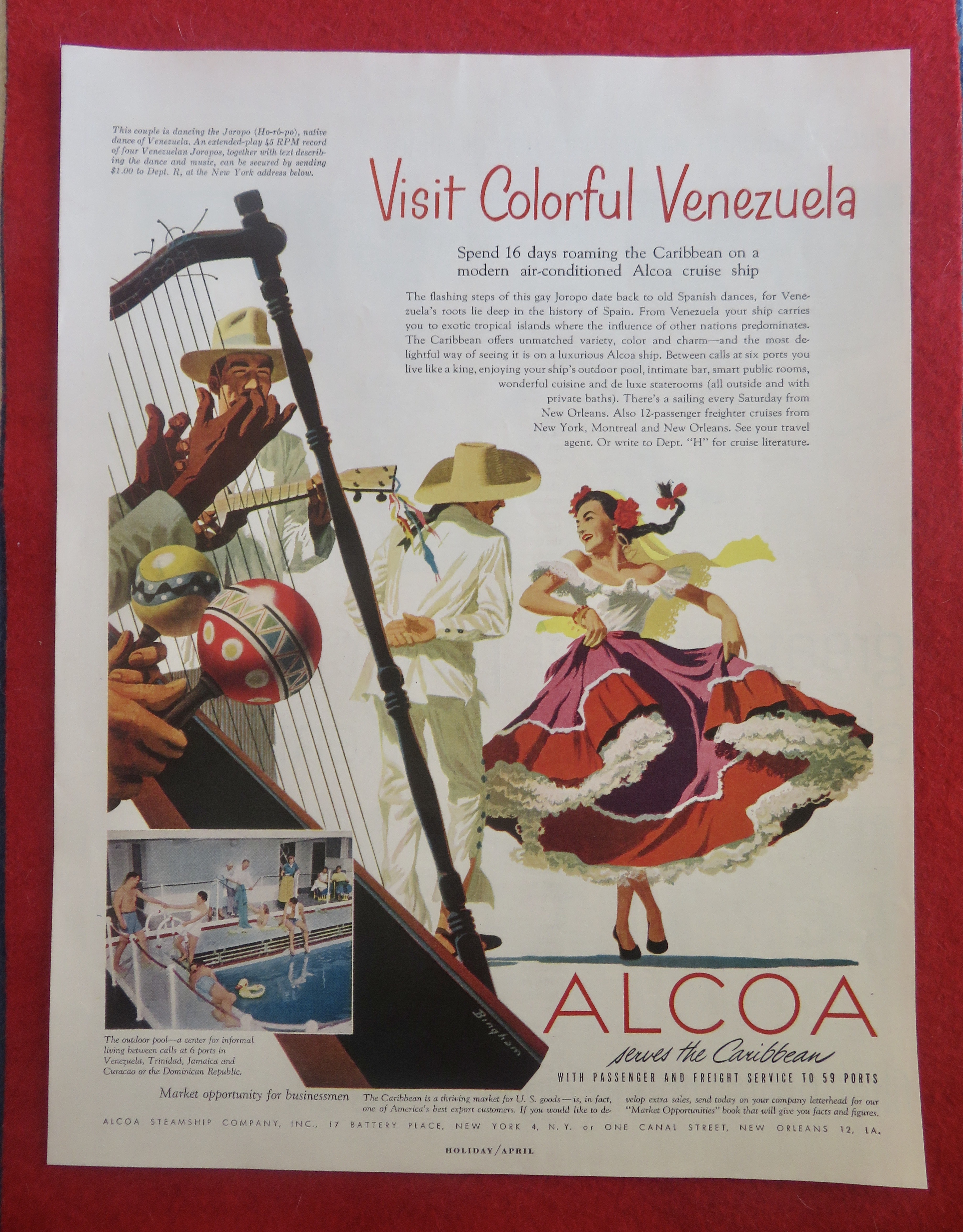 1950's Alcoa Cruise Ship with Colorful Venezuela
