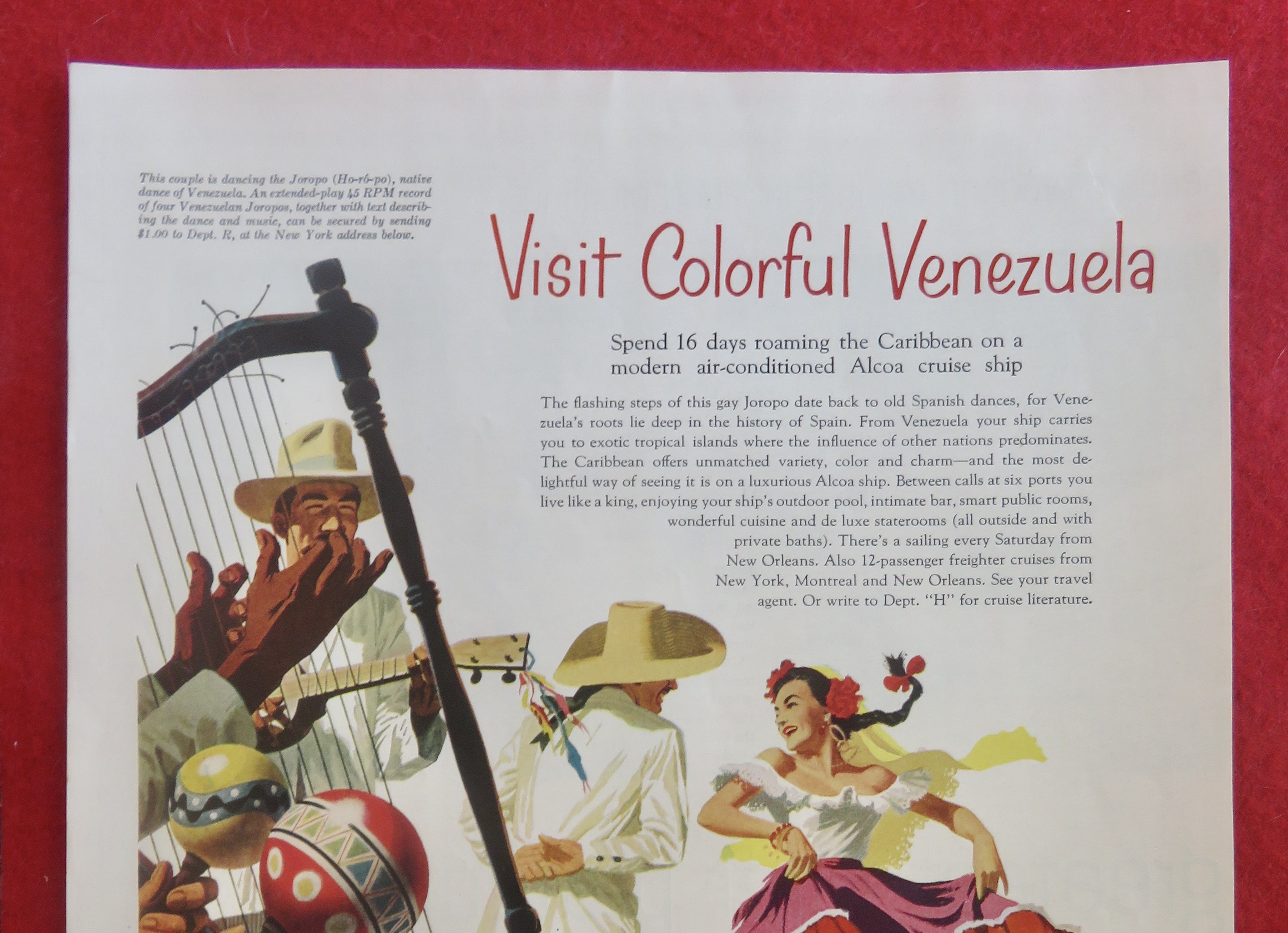 1950's Alcoa Cruise Ship with Colorful Venezuela