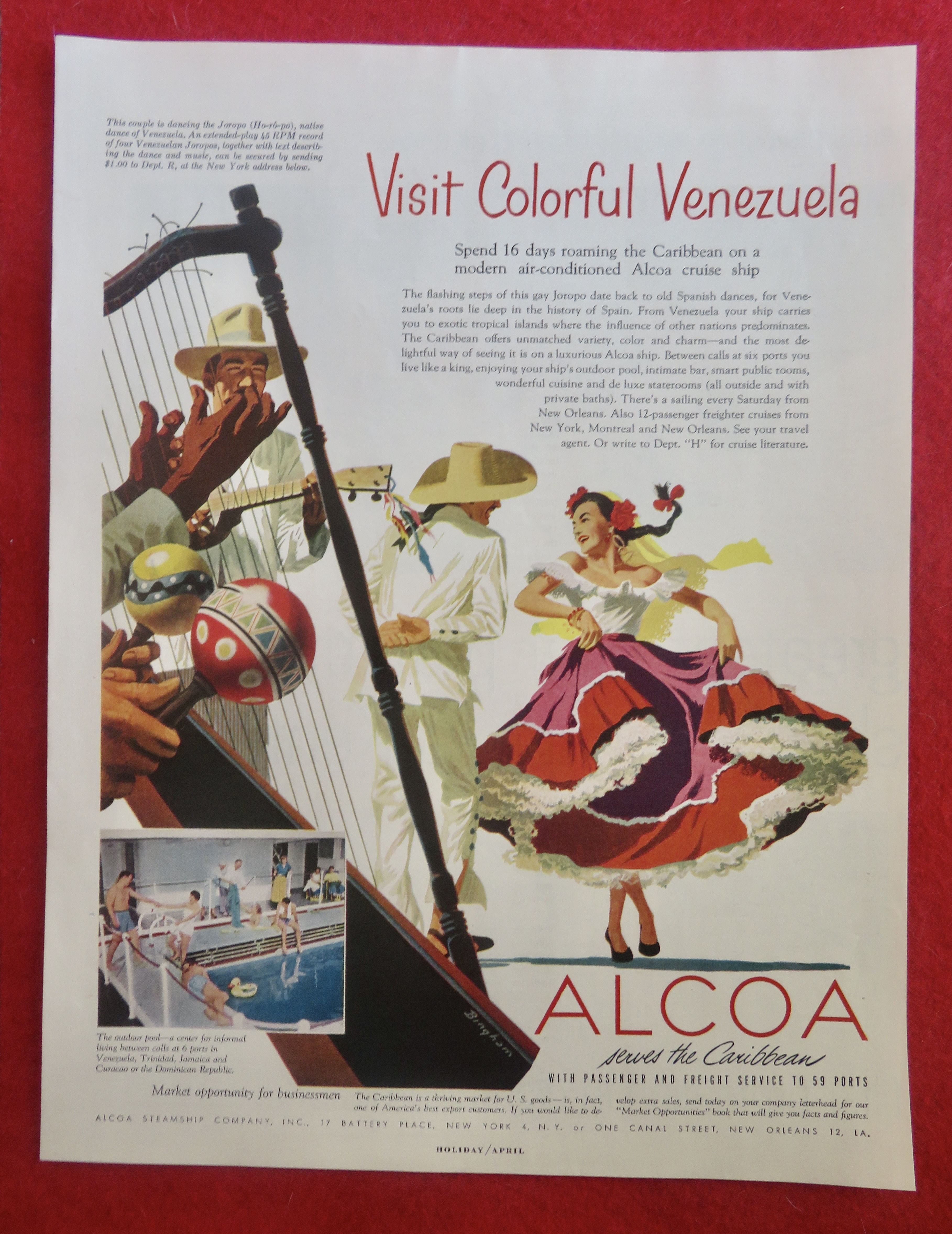 1950's Alcoa Cruise Ship with Colorful Venezuela