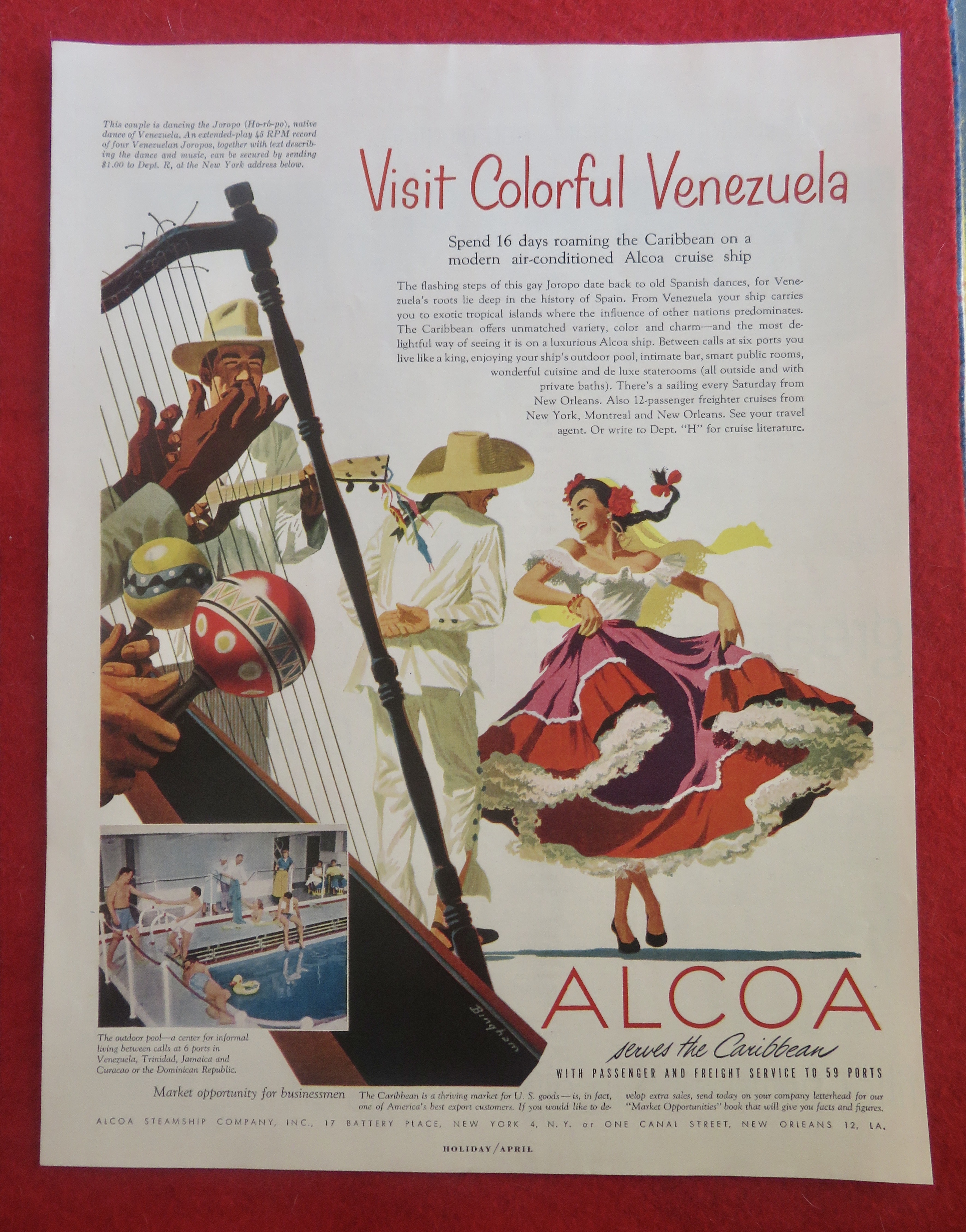 1950's Alcoa Cruise Ship with Colorful Venezuela