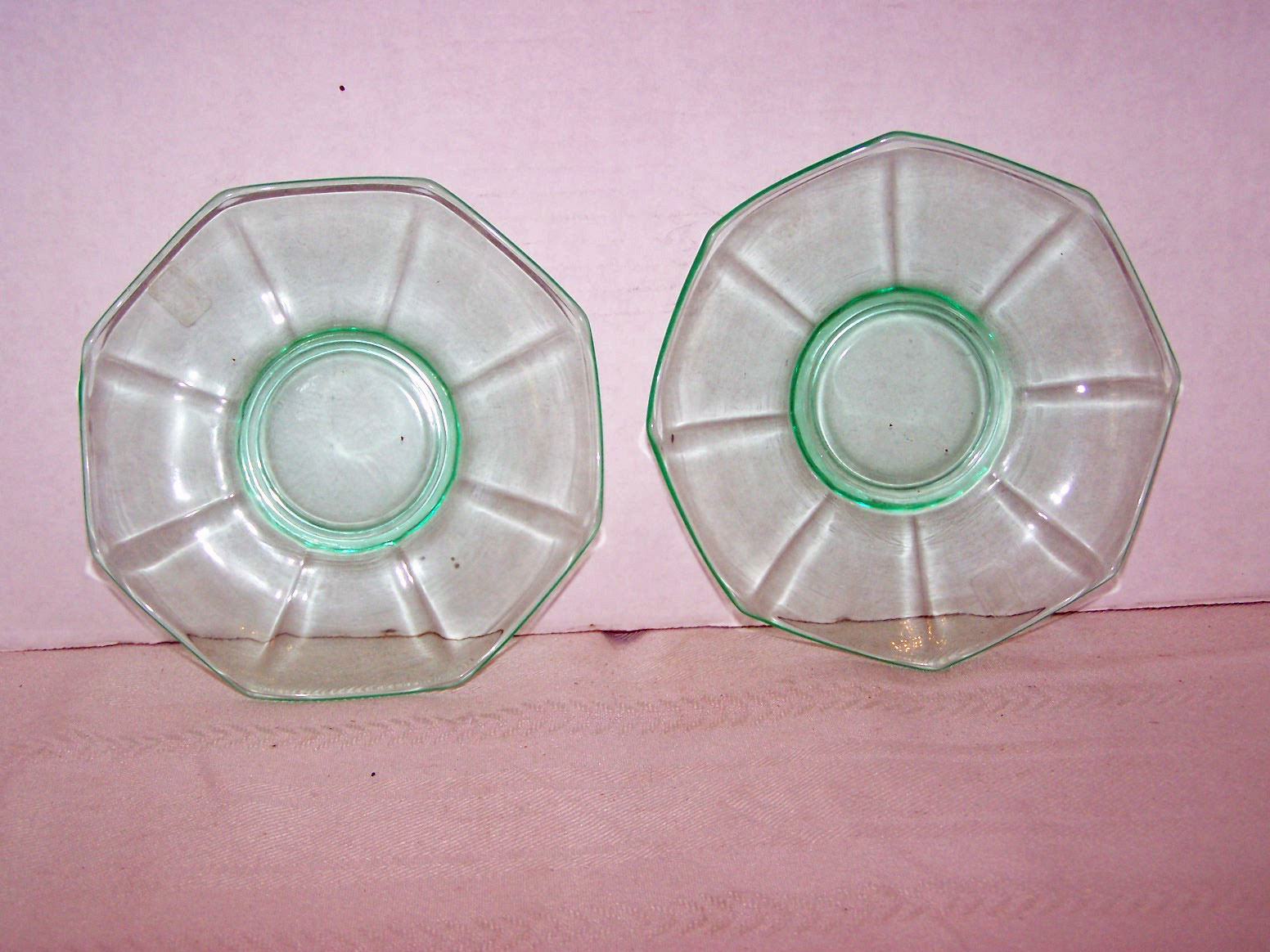 Transparent Green Glass Cup & Saucer