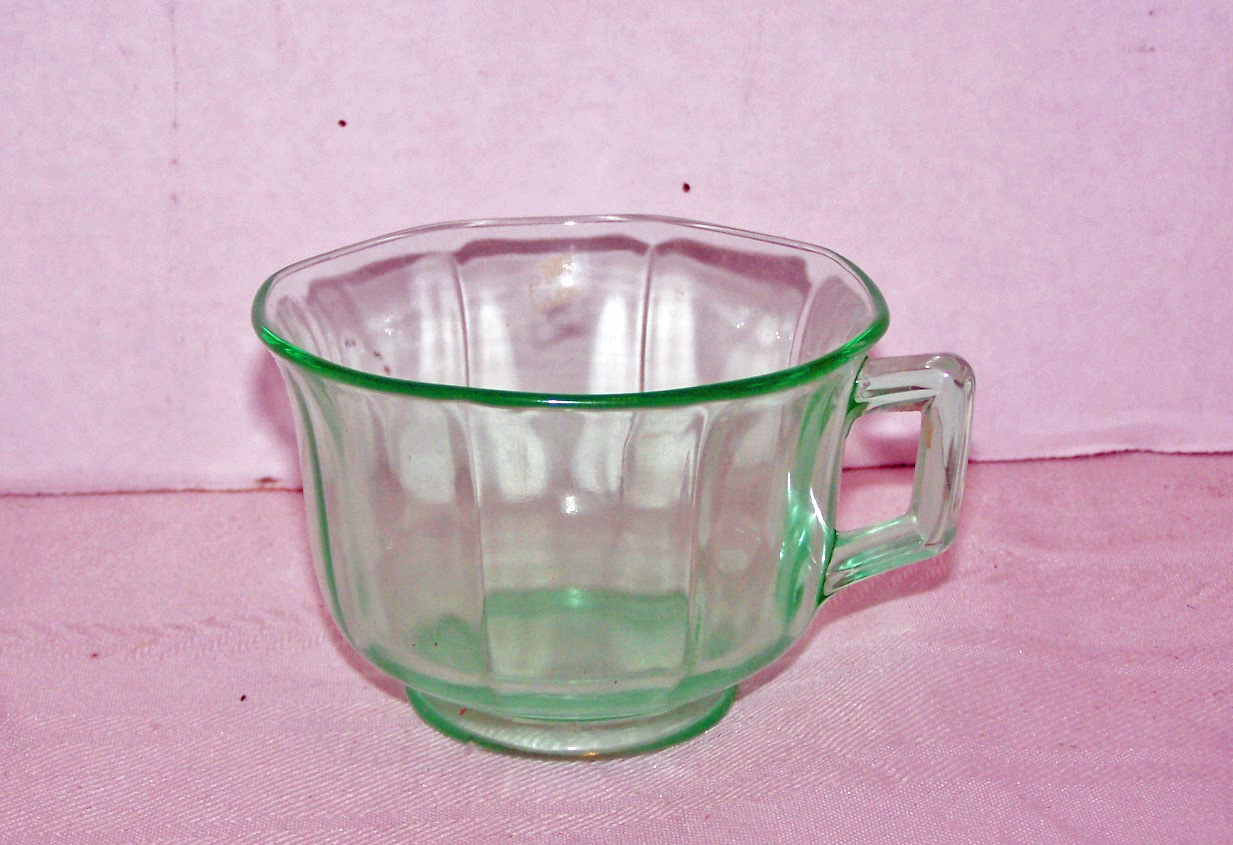 Transparent Green Glass Cup & Saucer