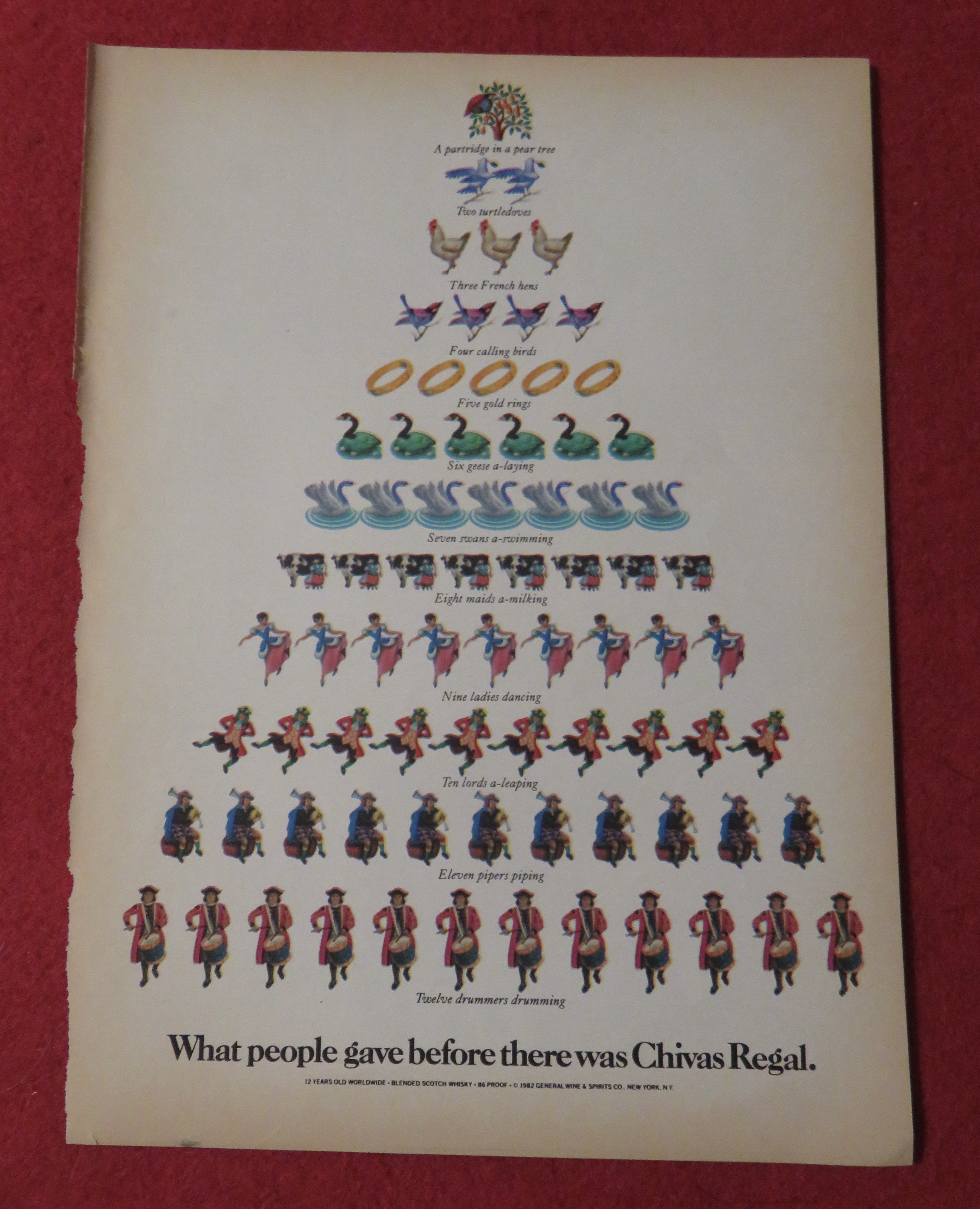 1982 Chivas Regal with 12 Days Of Christmas Tree
